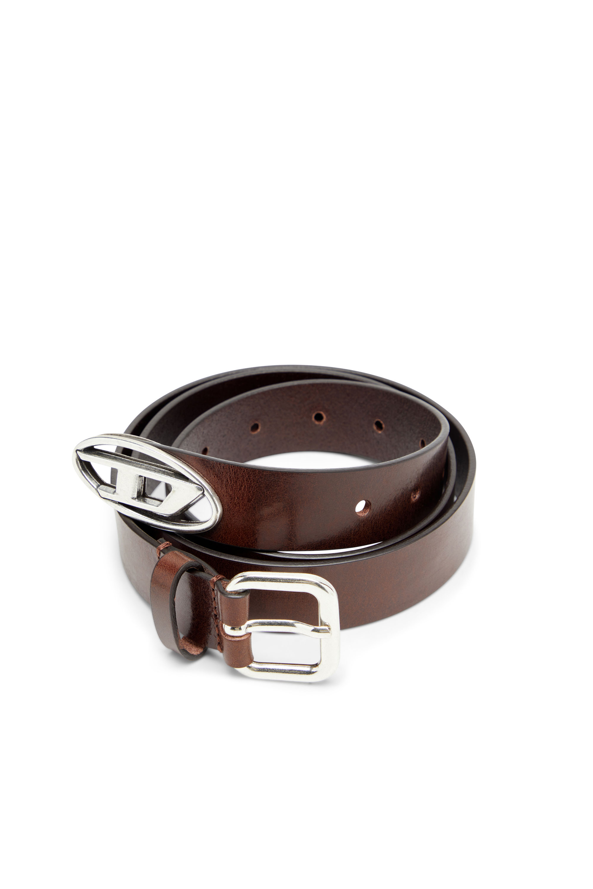 Diesel - B-INLAY, Cintura in pelle con logo oval D Unisex in Marrone - 3