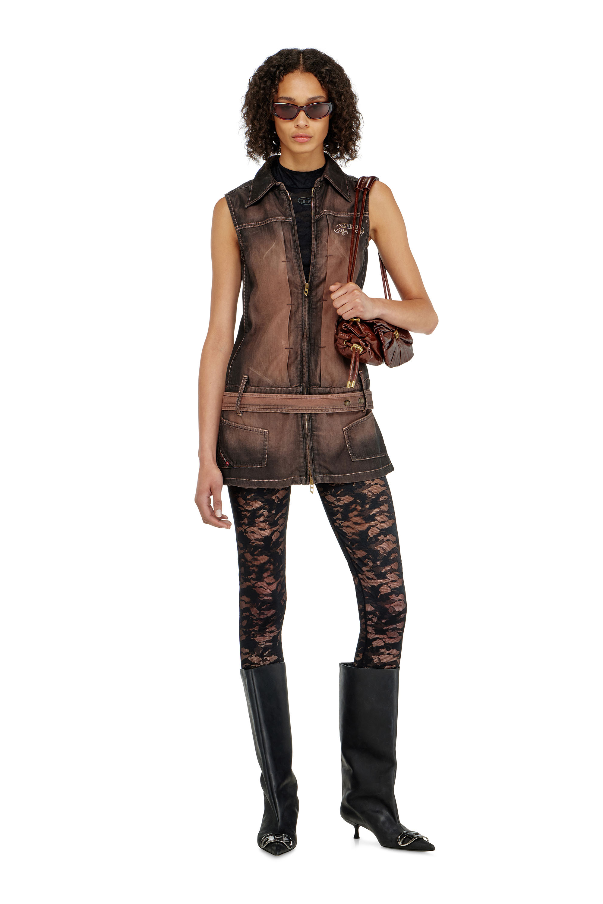 Diesel - HAYLEY-UTLT, Woman's Leggings in nylon camouflage lace in null - 5