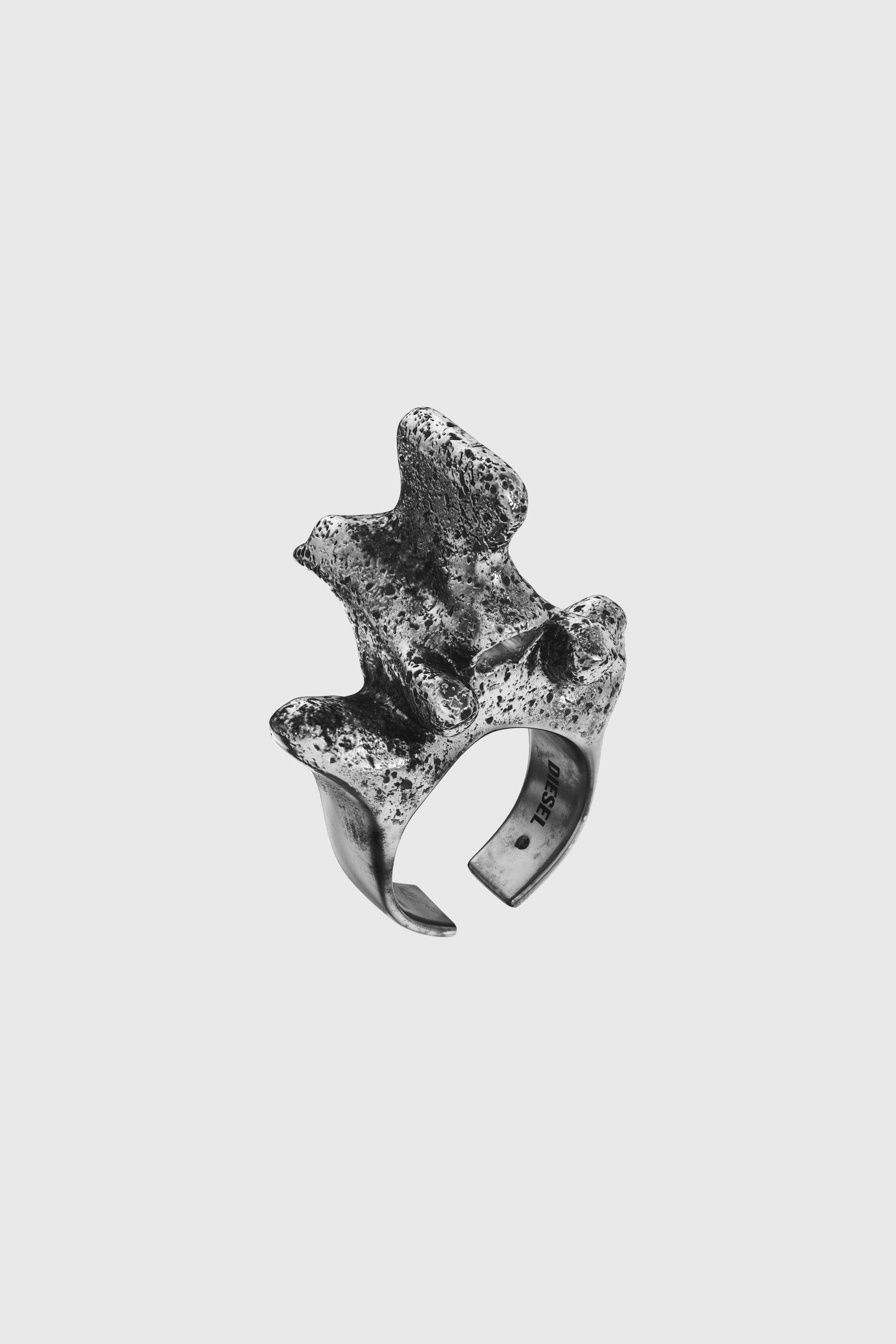 Diesel - DX1708040 JEWELLERY, Anello in metallo color argento con elemento centrale Unisex in Grigio - 1