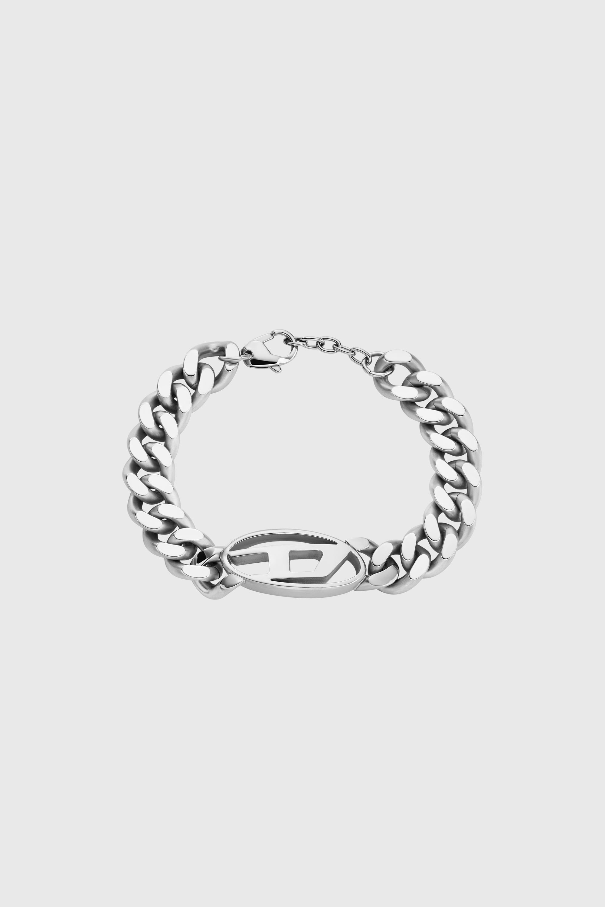 Diesel - DX1432, Bracciale a catena in acciaio inossidabile con logo oval D Uomo in Argento - 1
