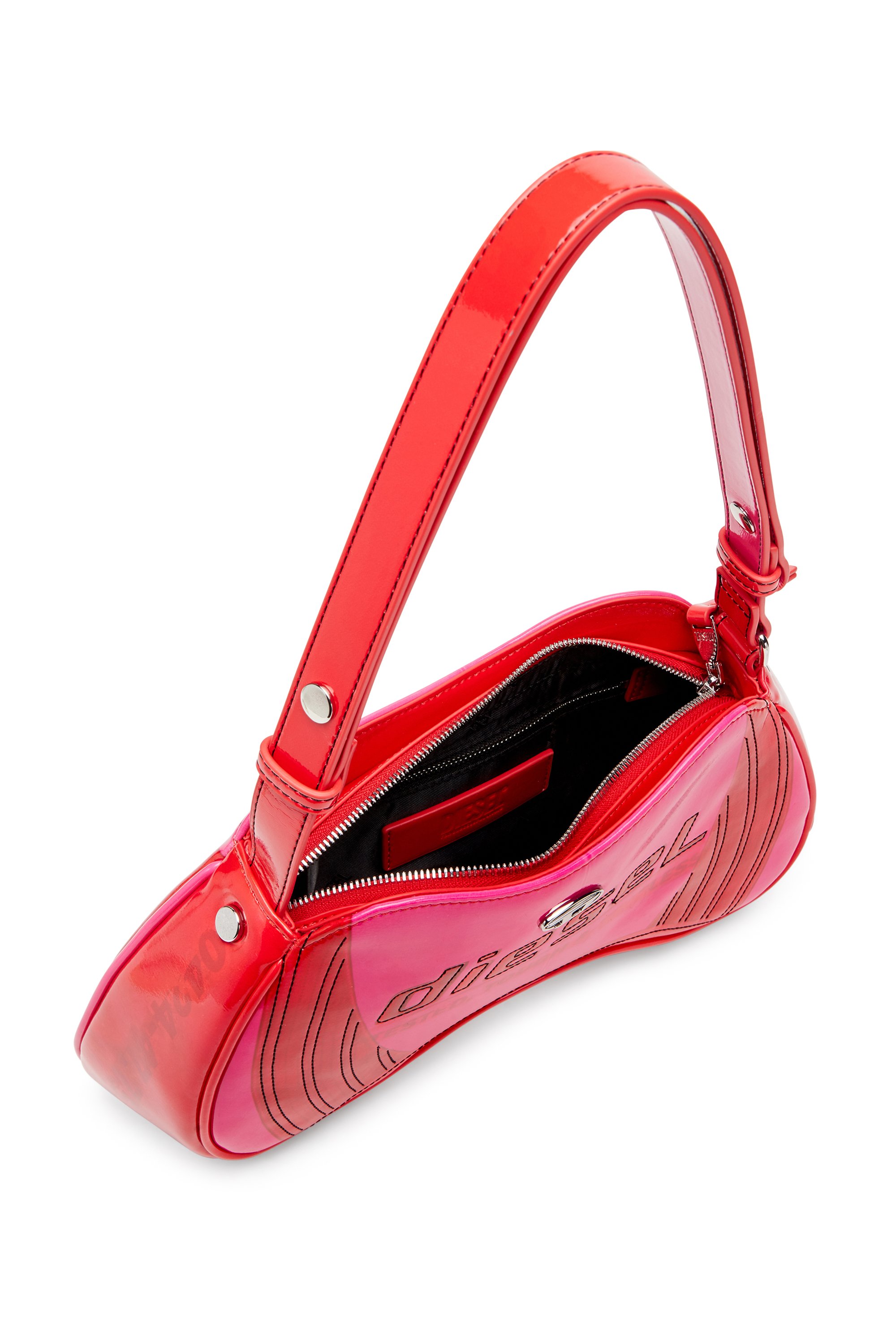 Diesel - PLAY SHOULDER, Borsa a spalla lucida con dettagli biker Donna in Rosa - 4