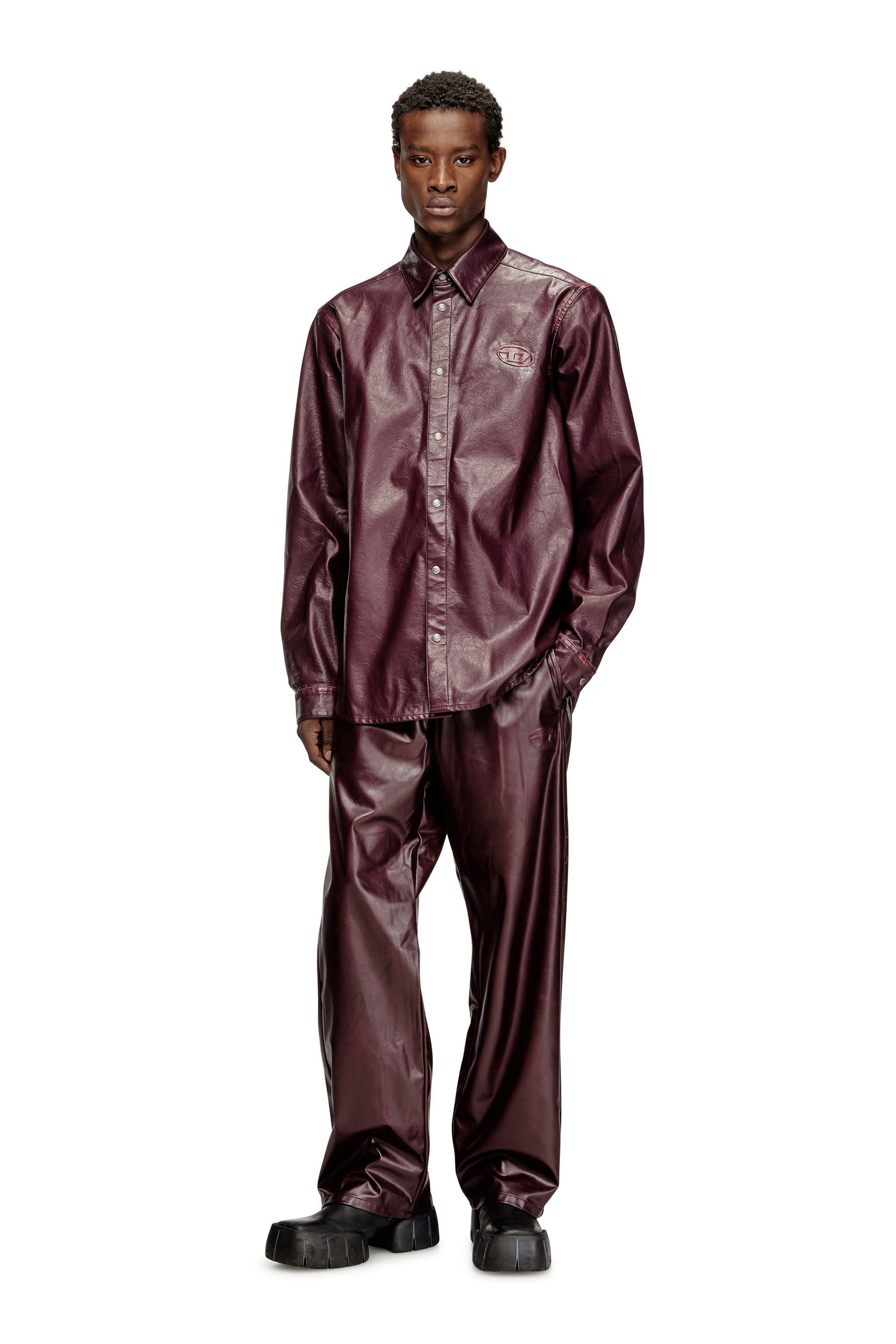 Diesel - FR-S-SIMPLY, Camicia con logo burgundy Uomo in Rosso - 2