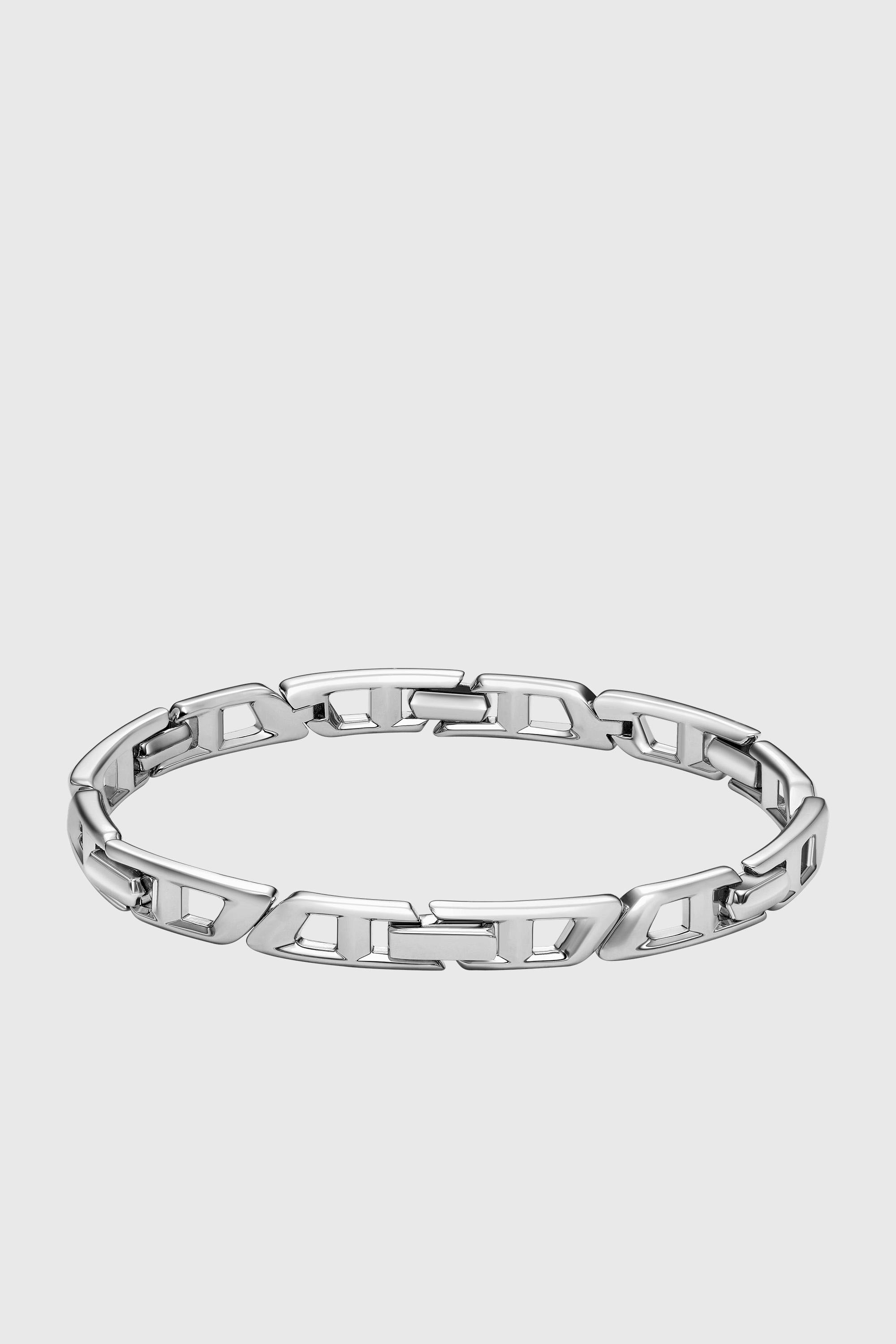 Diesel - DL1350040 STERLING SILVER JEWEL, Bracciale in argento sterling con maglie D Logo Unisex in Argento - 2