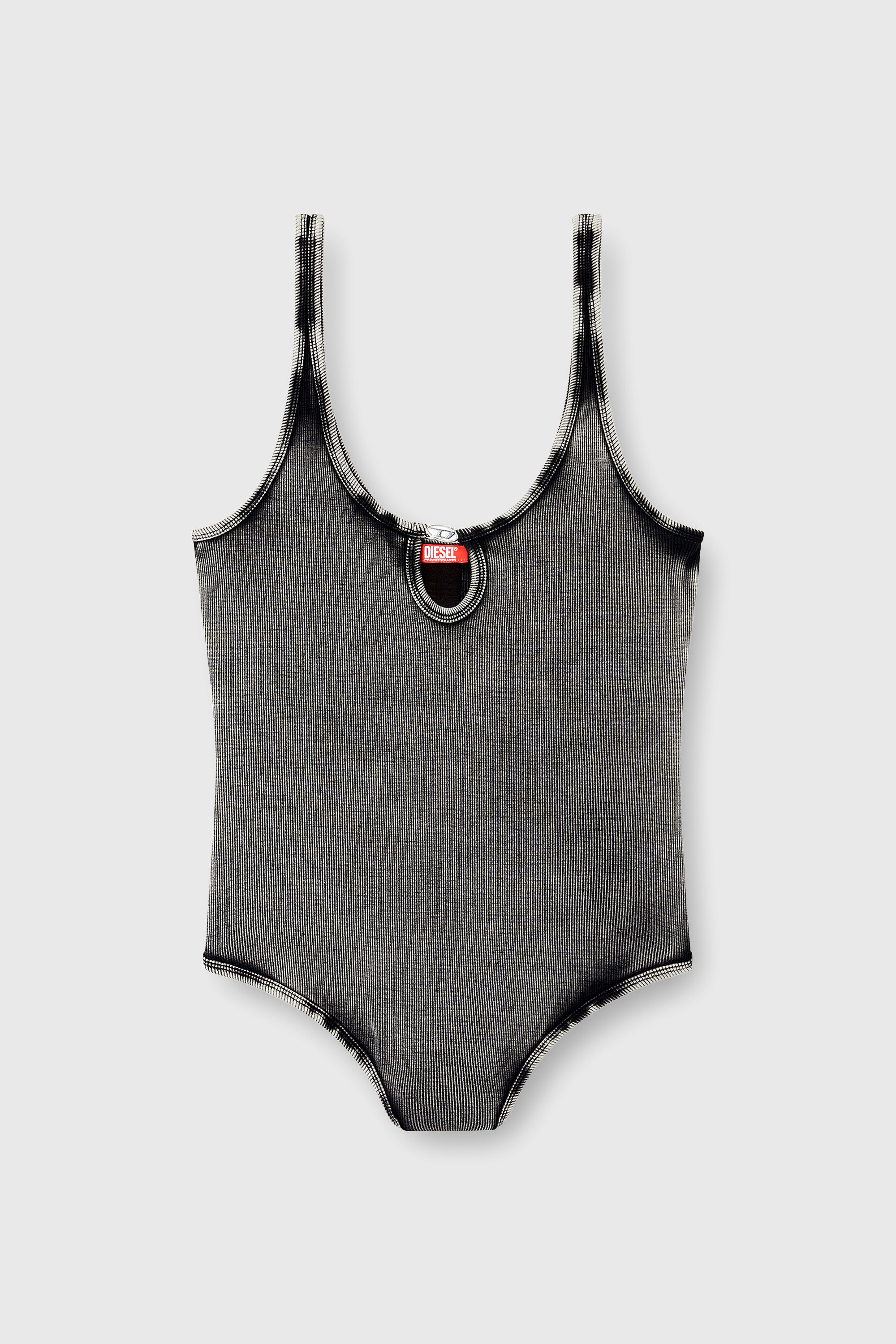Diesel - MAURA-DNM, Body in cotone stretch effetto marmorizzato Donna in Grigio - 2