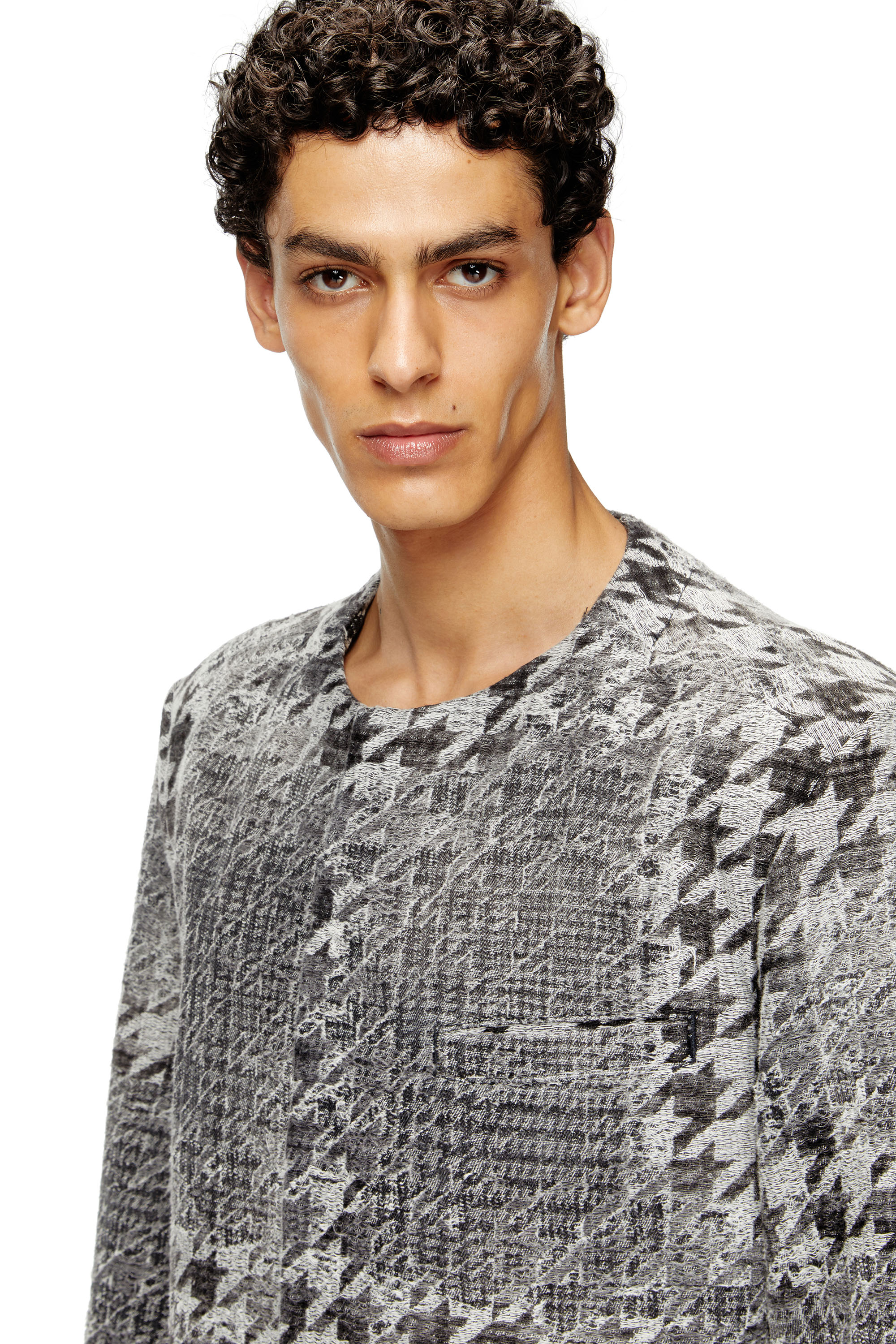 Diesel - D-LOT-FSH, Unisex's Coat in Prince of Wales jacquard denim in Black/White - 5