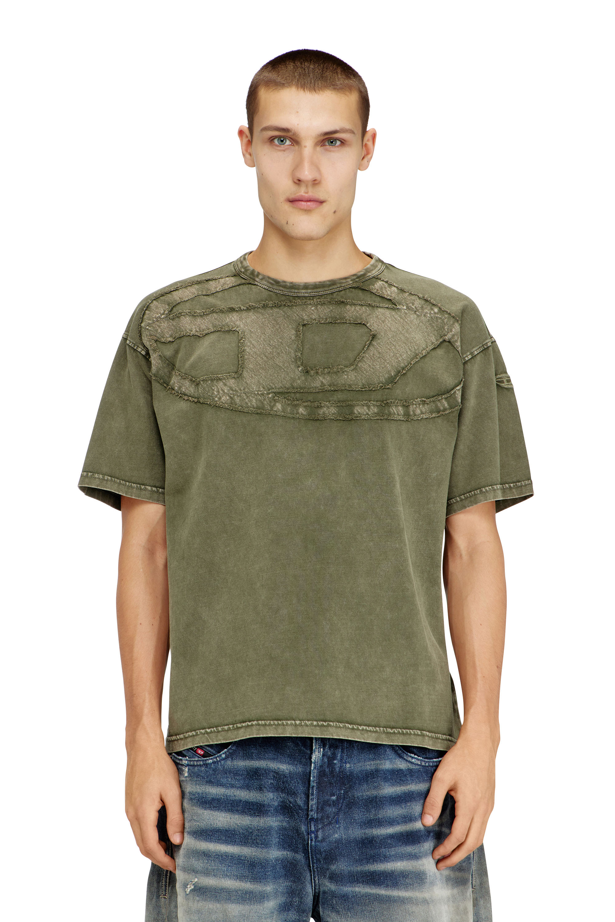 Diesel - T-BOXT-DEN, T-shirt in cotone dal taglio rilassato con applicazione Oval D Uomo in ToBeDefined - 1