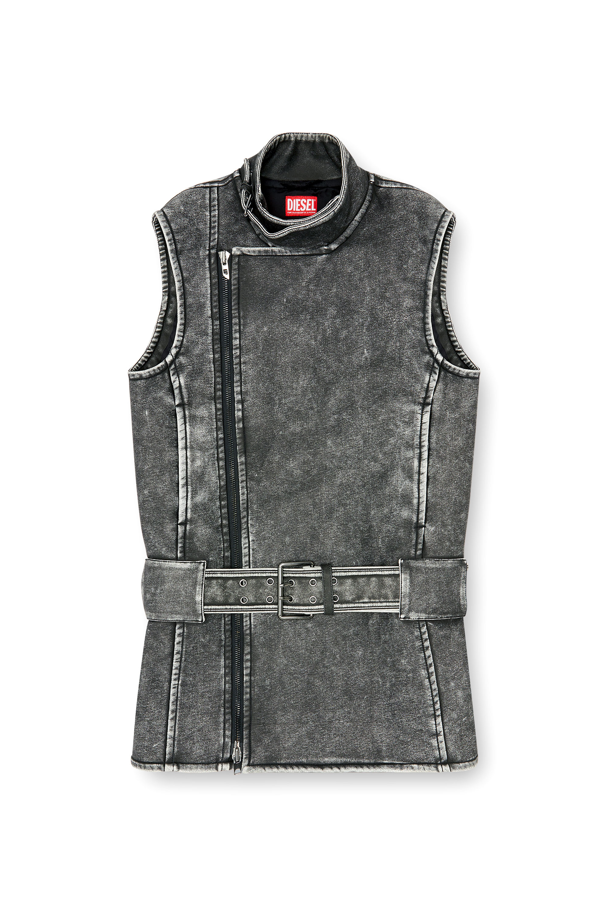 Diesel - D-IKE, Woman's Biker-style mini dress with belt in null - 1