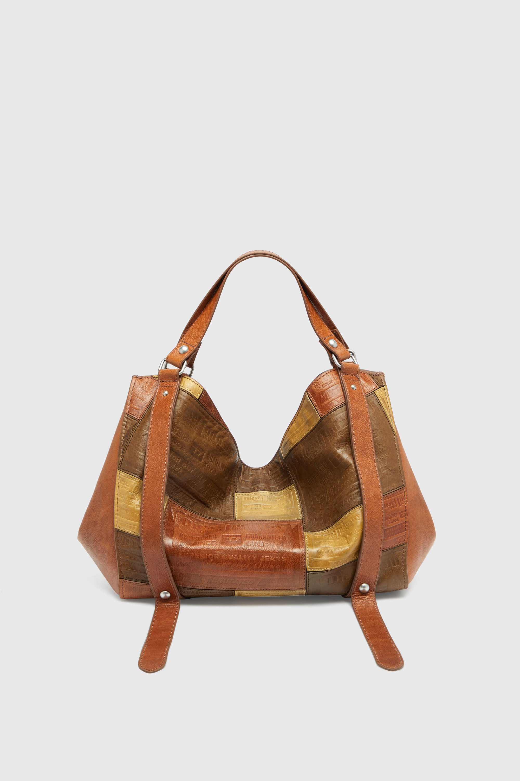 Diesel - D-ONE TOPHANDLE M, D-One-Borsa media a mano in pelle patchwork Unisex in Marrone - 2