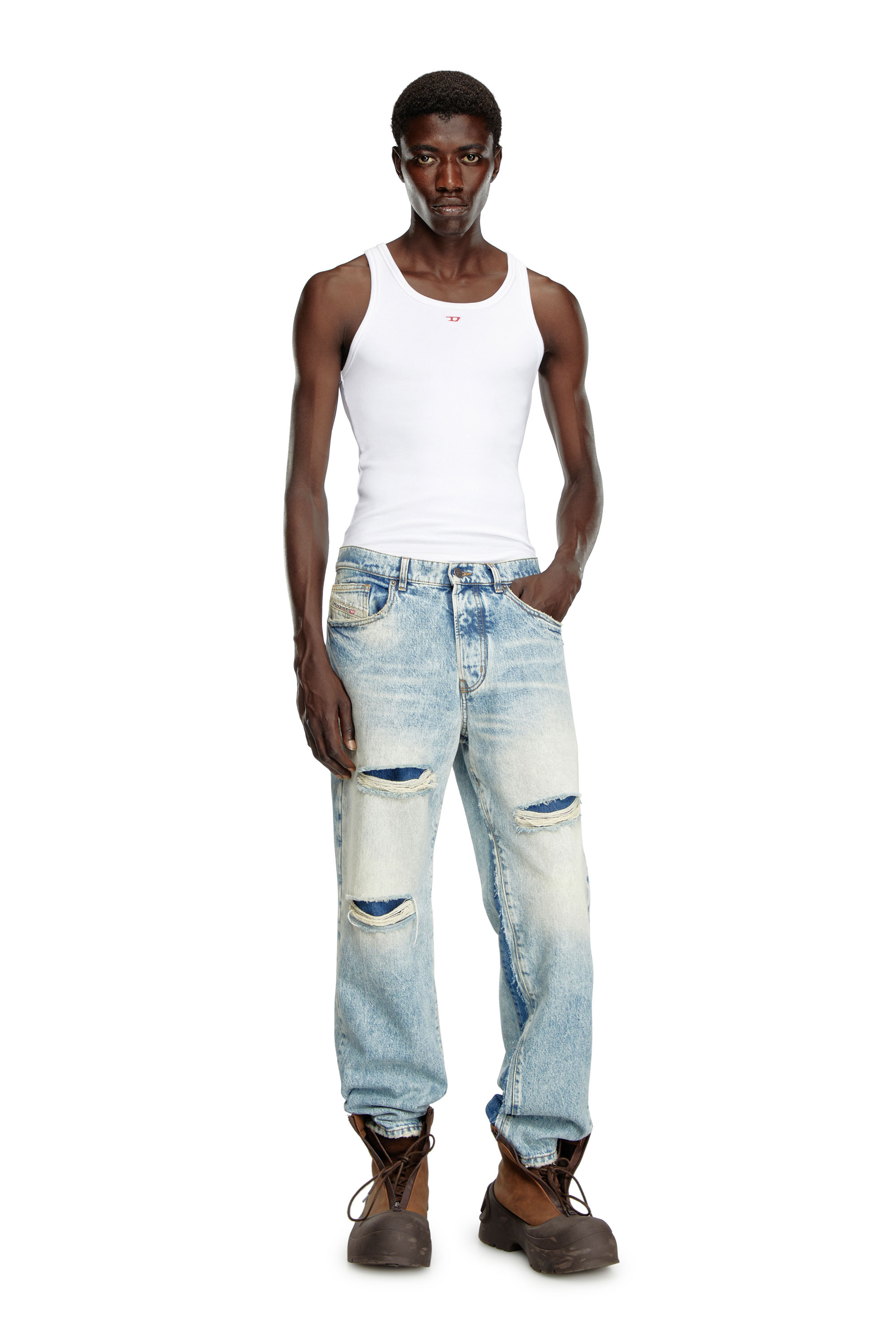 Diesel - Uomo Straight Jeans D-Fire 0AJEN, Blu Chiaro - Image 2