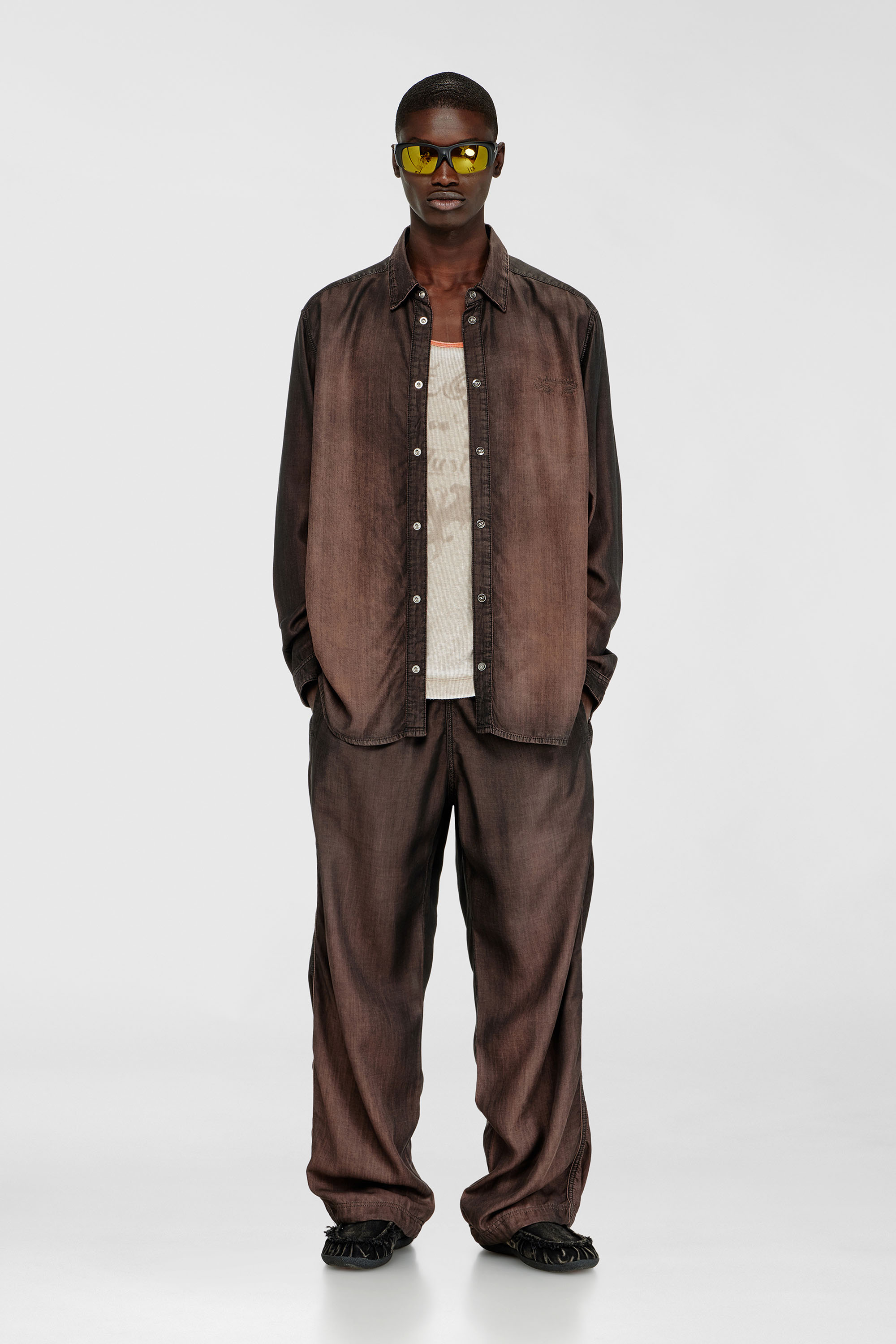 Diesel - D-SIMPLY-S16, Camicia in denim fluido spalmato Uomo in Marrone - 2