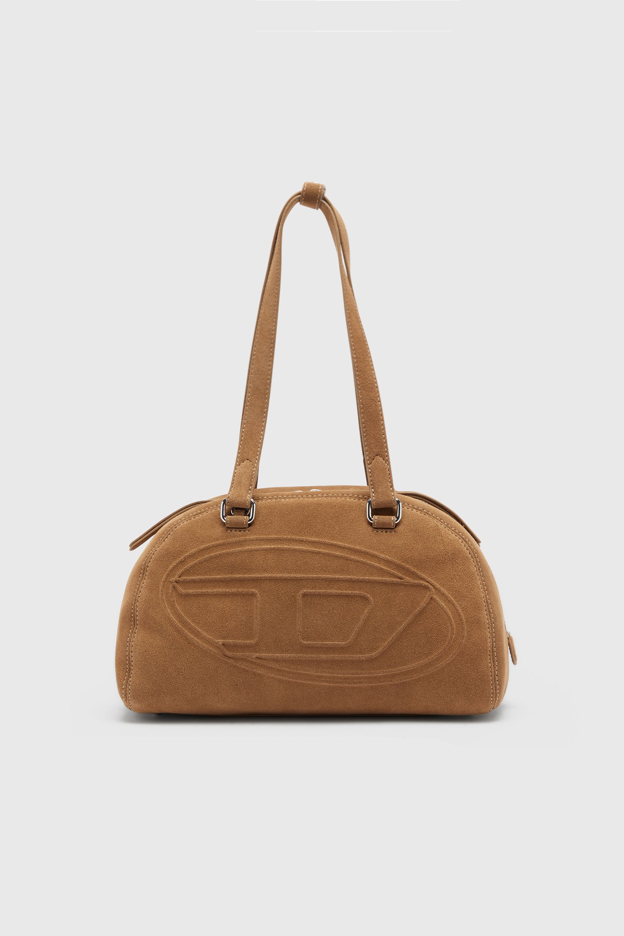 Diesel - 1DR DOME SHOULDER, 1DR Dome- Borsa a spalla scamosciata con Logo Oval D Unisex in Beige - 1