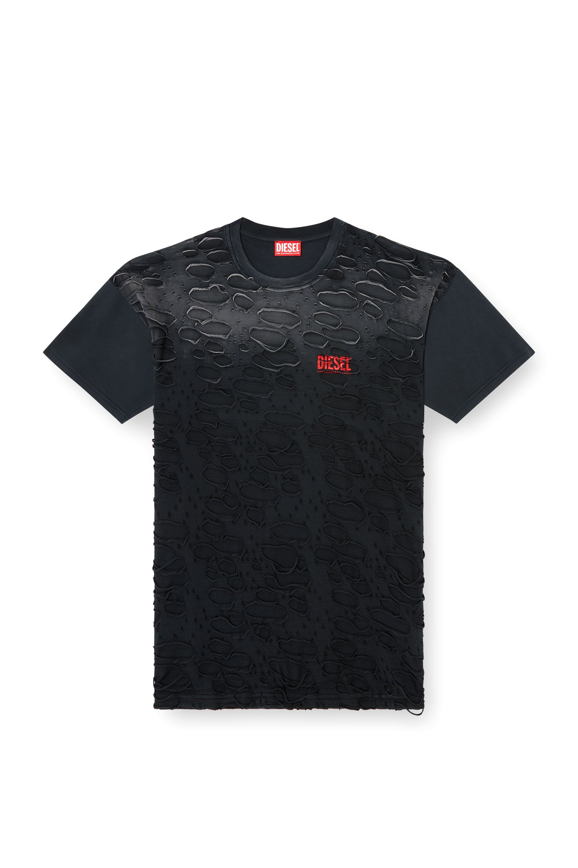 Diesel - T-BOXT-R29, T-shirt con dettaglio fori Uomo in Nero - 3