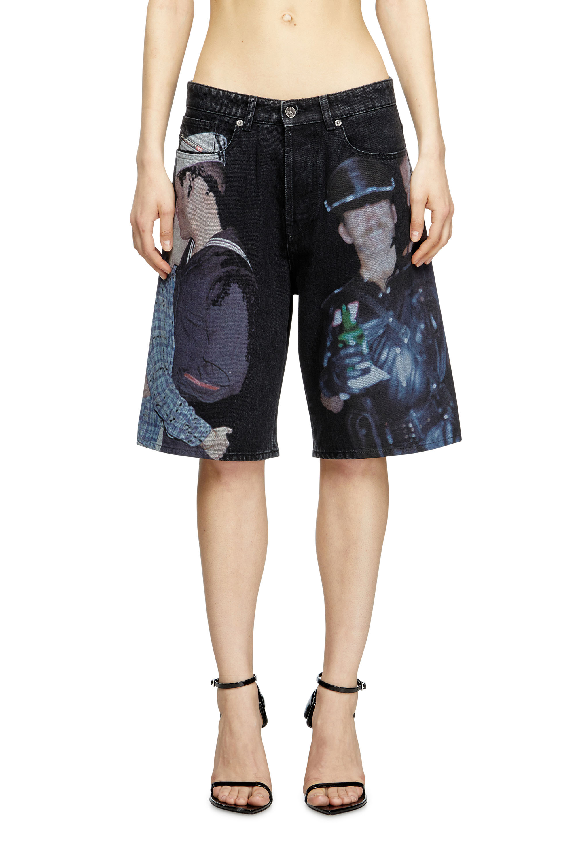 Diesel - PR-D-RIXFORD-S, Short in denim con stampa multicolor Unisex in Nero - 4