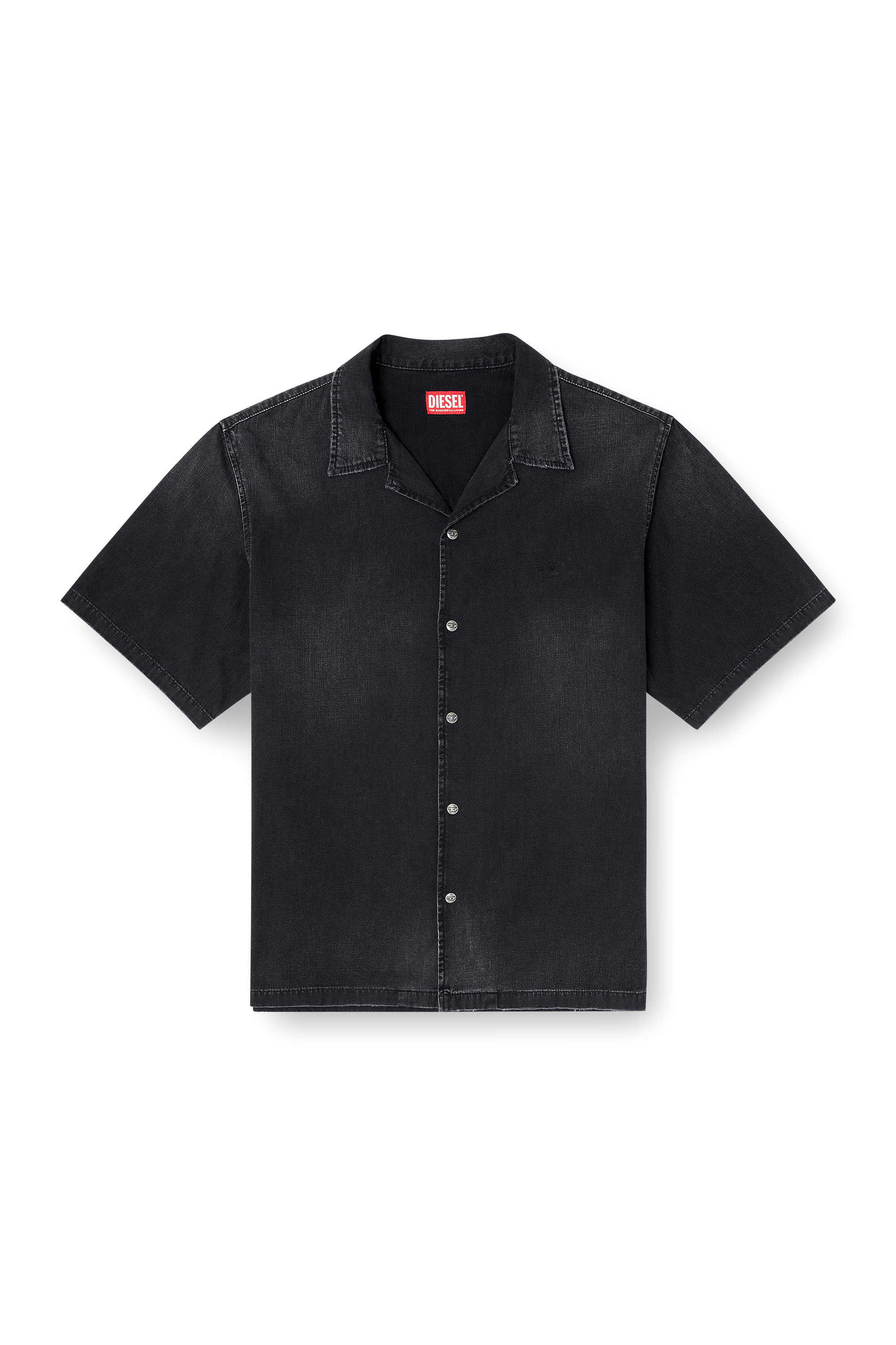 Diesel - D-NABIL-D, Camicia in denim a maniche corte Uomo in Nero - 3