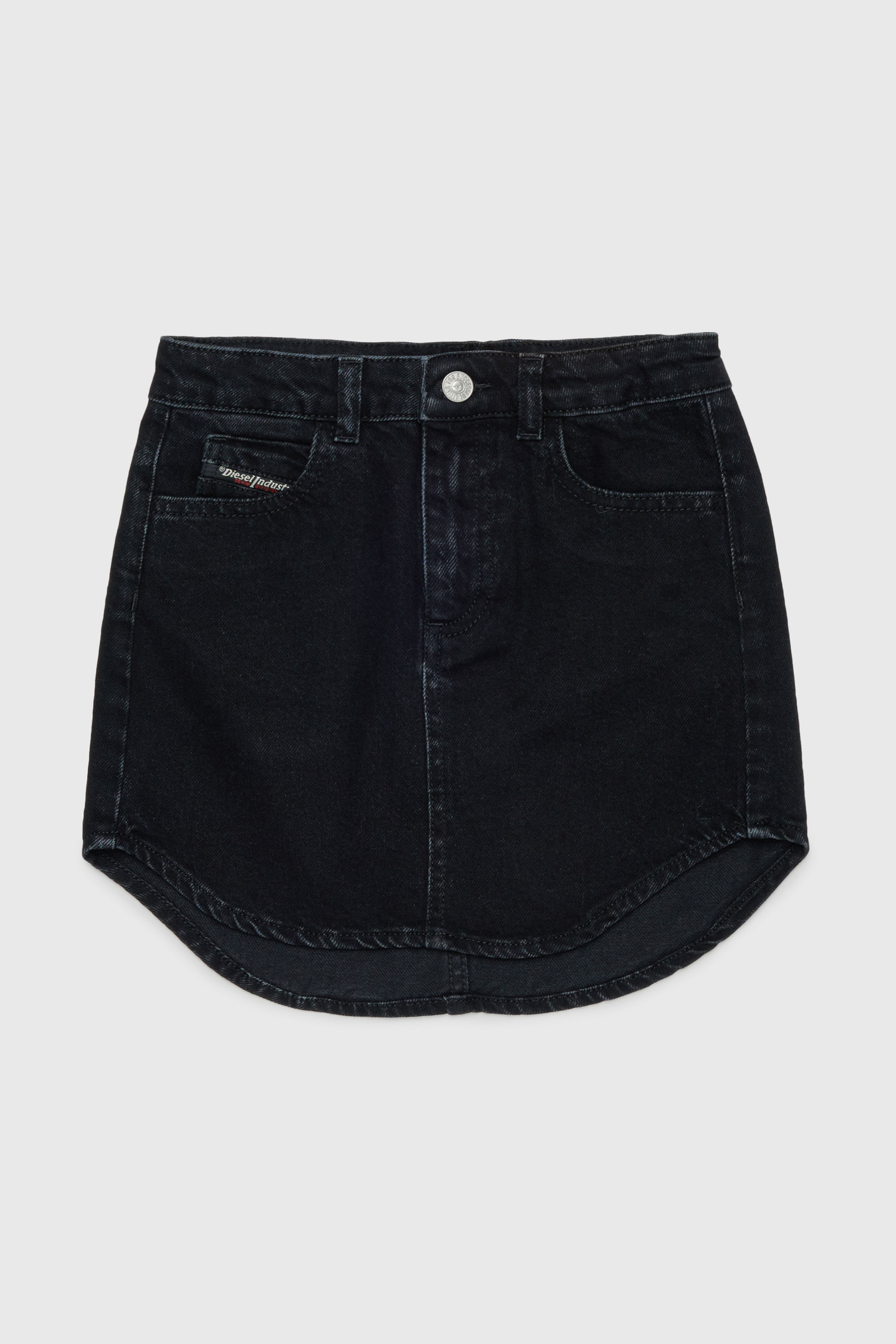 Diesel - GEARD, Minigonna in denim con orlo curvo Donna in Nero - 1