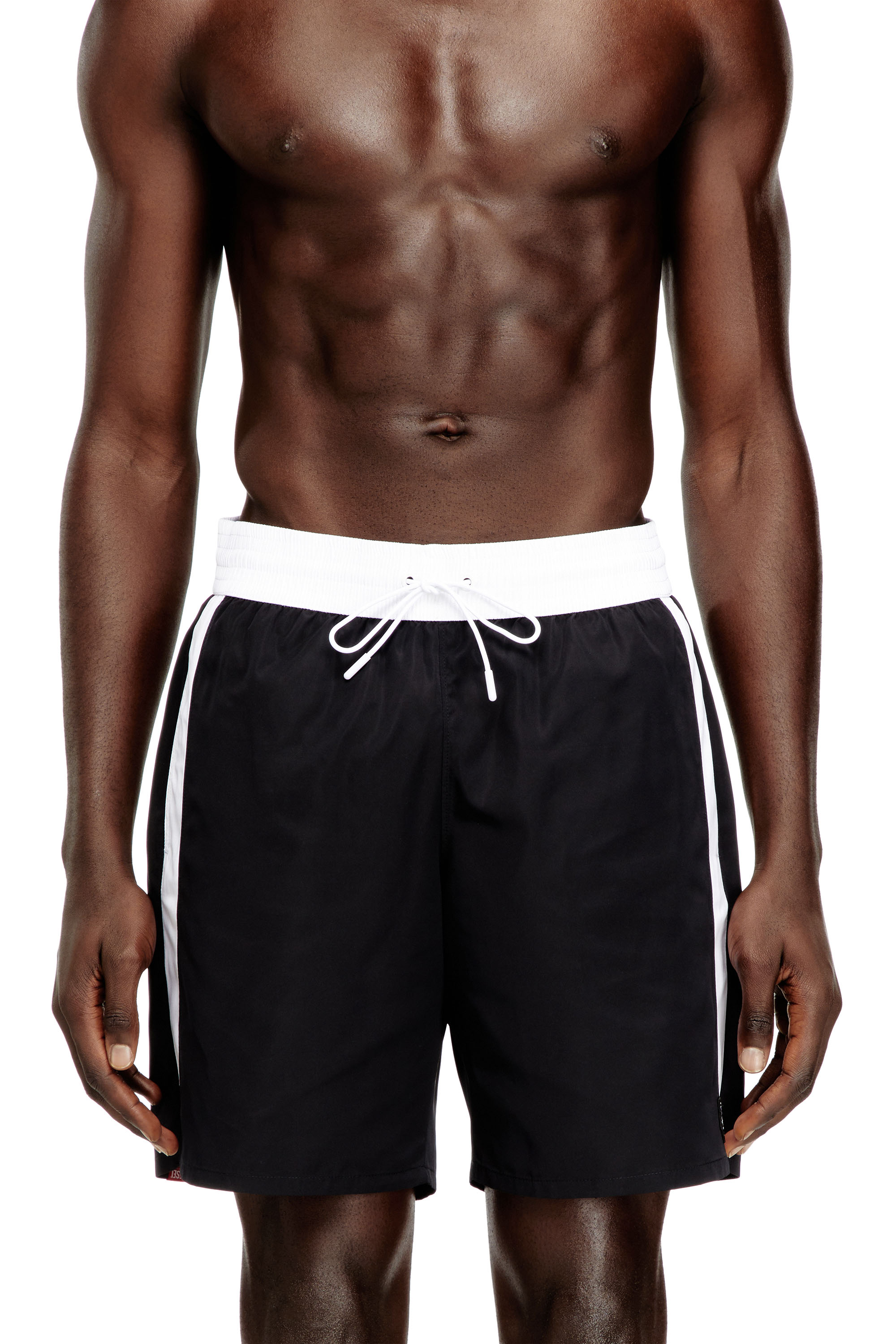 Diesel - BOXER-46-D-POP, Pantaloncini da nuoto con cintura a contrasto Uomo in Nero - 2
