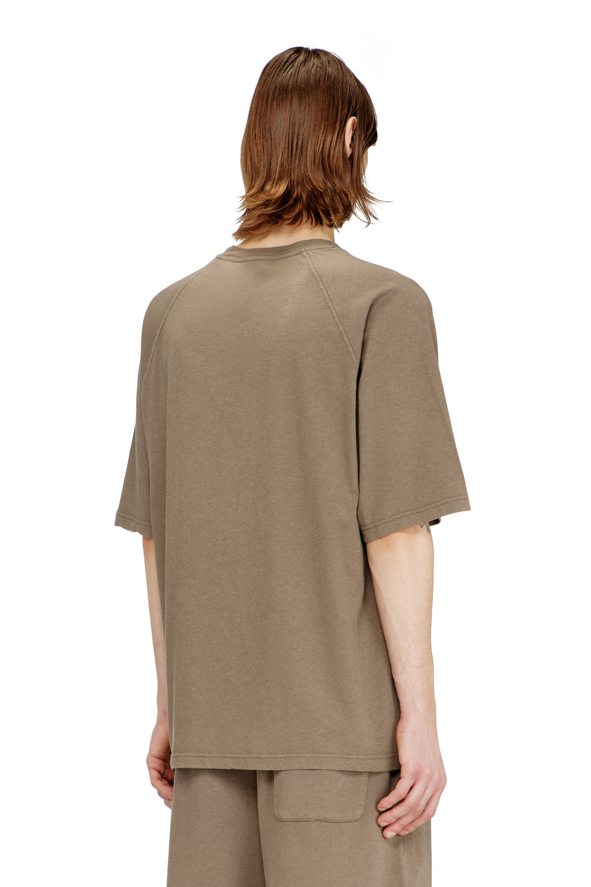 Diesel - T-JUSSI-A, T-shirt stampata in cotone e canapa Uomo in Beige - 4