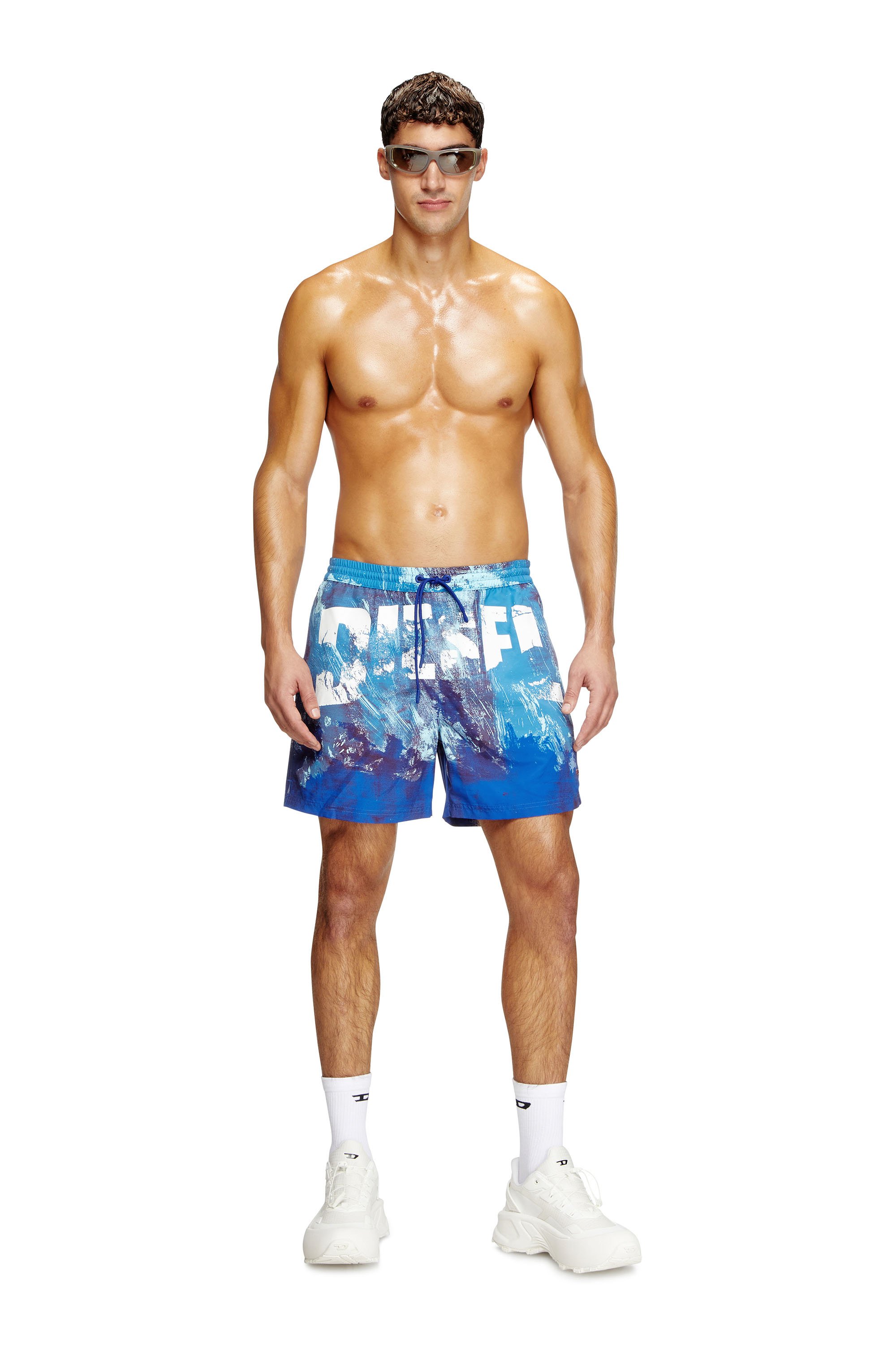 Diesel - RIO-41-D-POP, Pantaloncini da mare con stampa grafica Uomo in Blu - 1