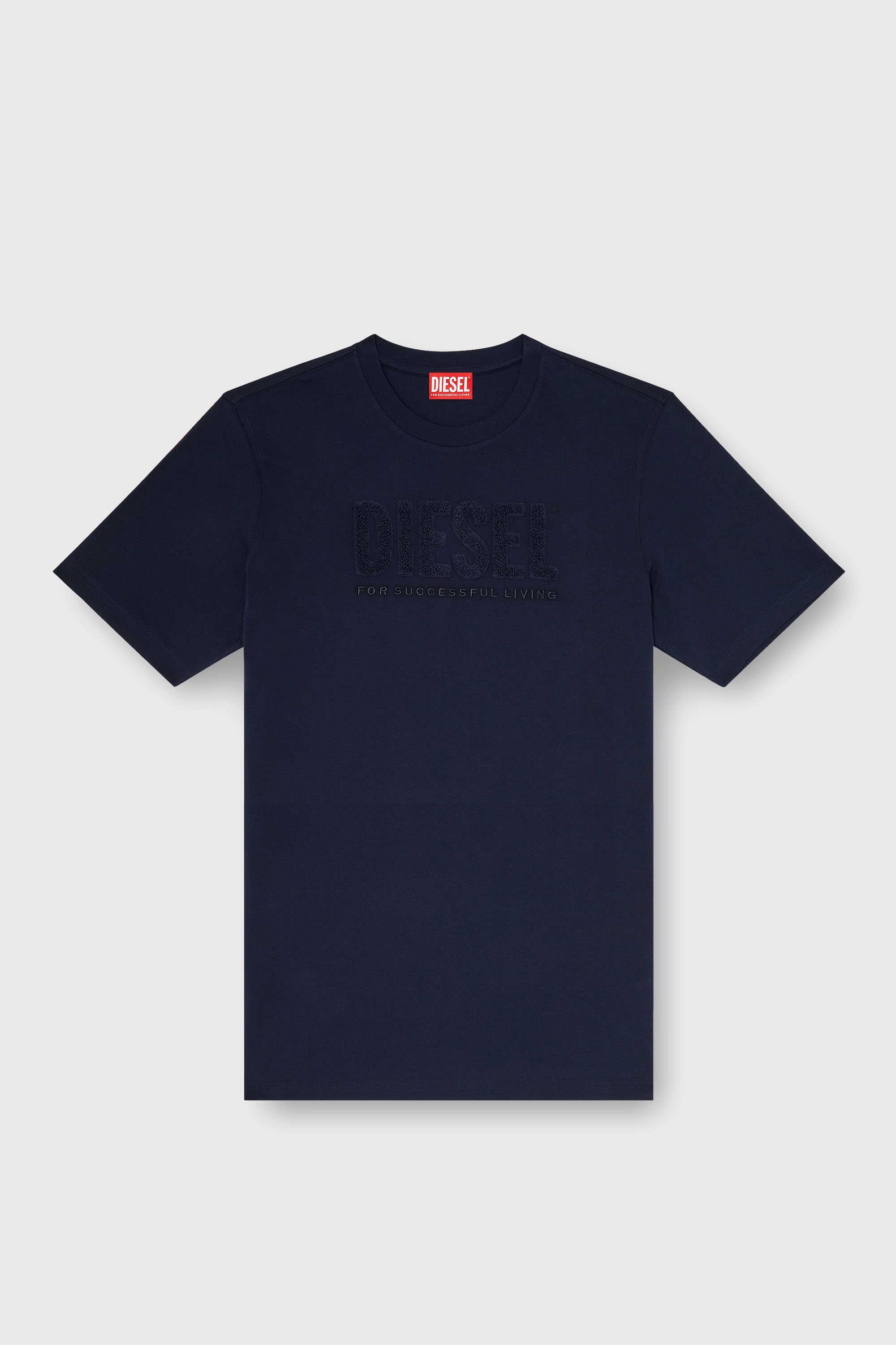 Diesel - T-JUST-OVA-T92, T-shirt in cotone con stampa logo Diesel tono su tono Uomo in Blu - 2