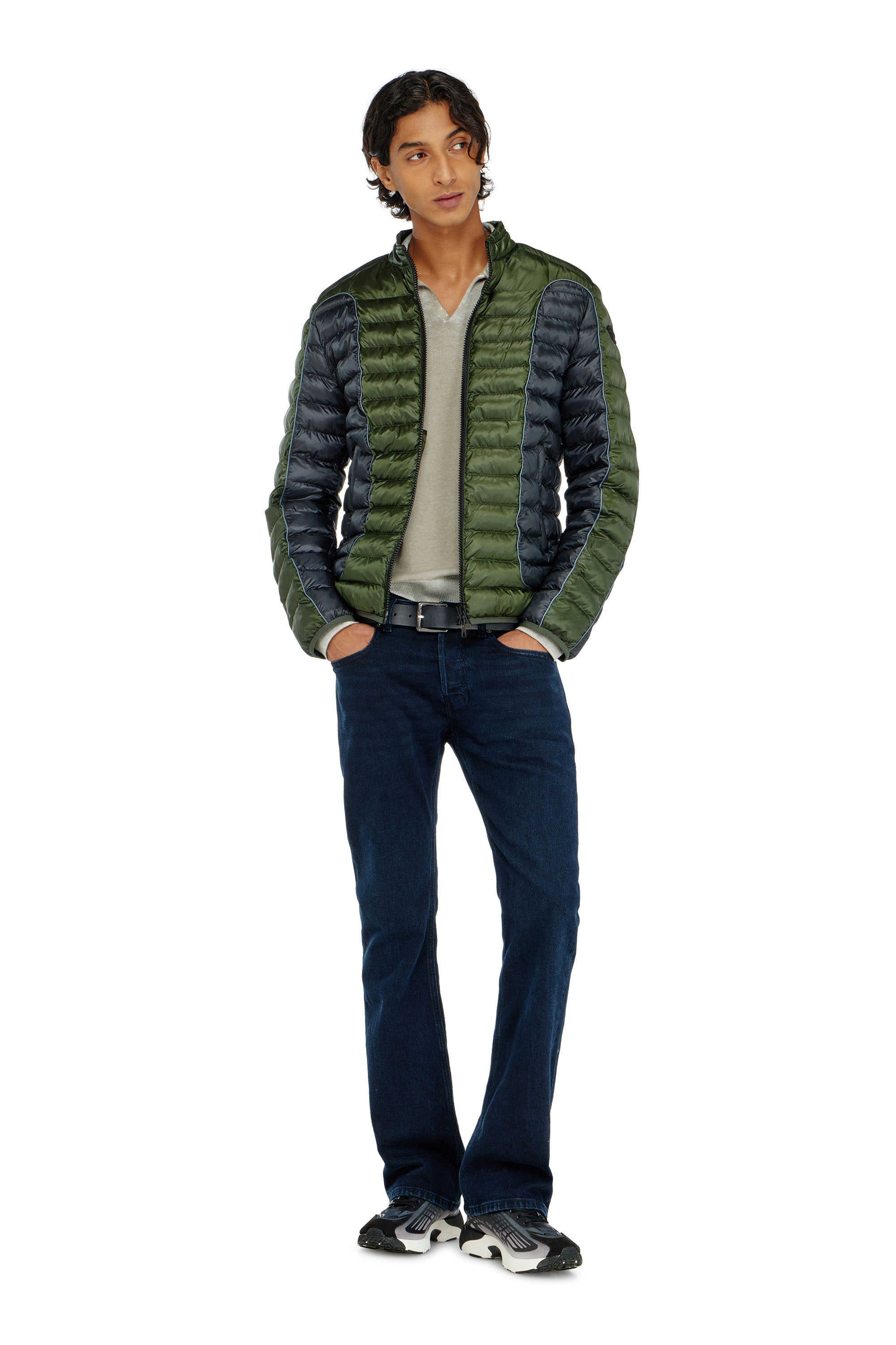 Diesel - W-PILOT-BLOCK, Piumino stile biker con design colour-block Uomo in Multicolor - 2