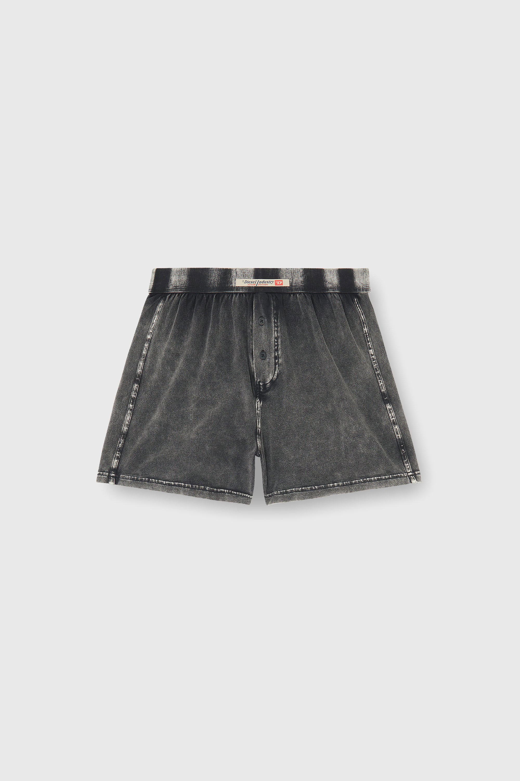Diesel - STARPER-EL-DNM, Boxer lungo in cotone effetto denim Uomo in Grigio - 2