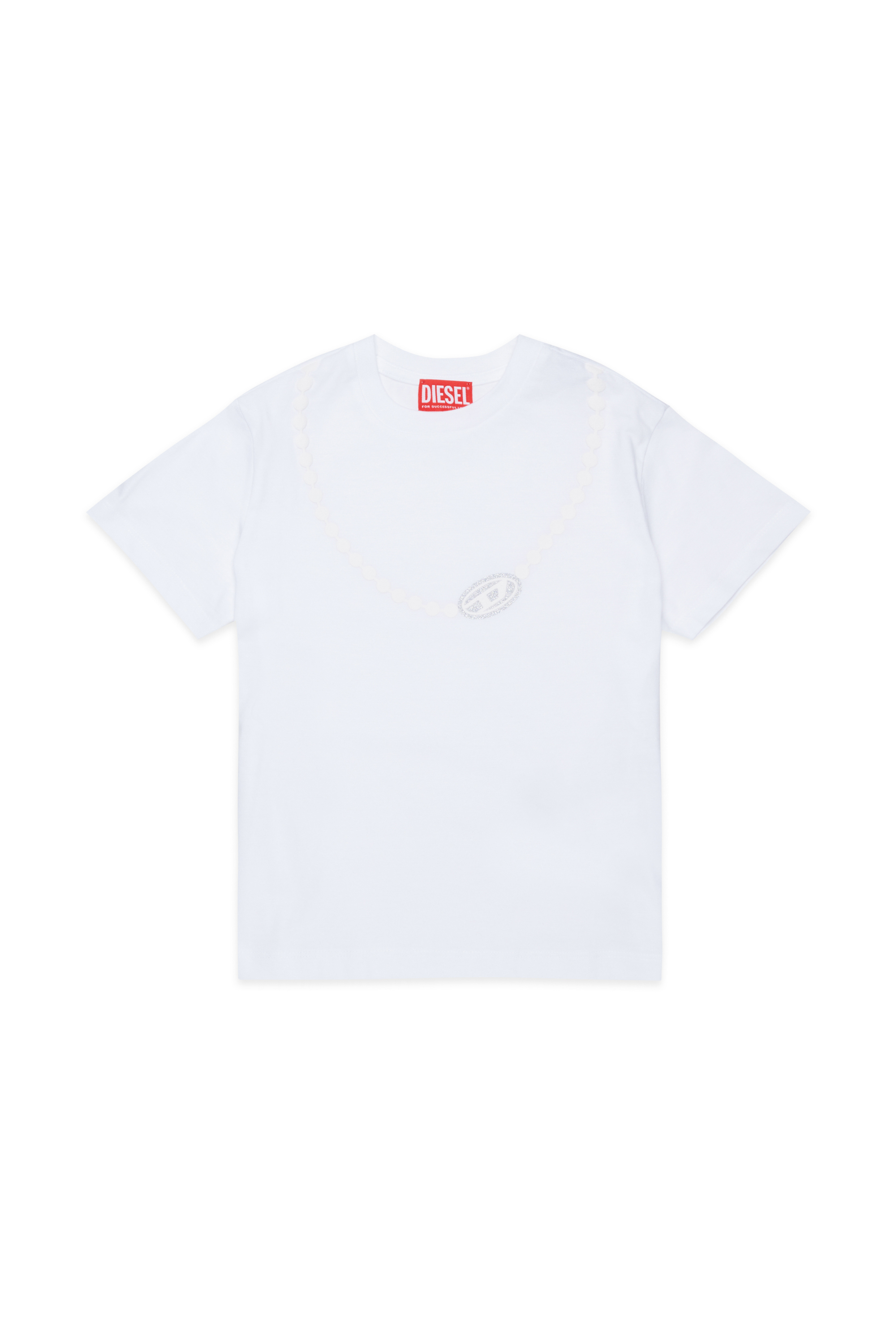 Diesel - TICLA, T-shirt in cotone con stampa collana Donna in Bianco - 1