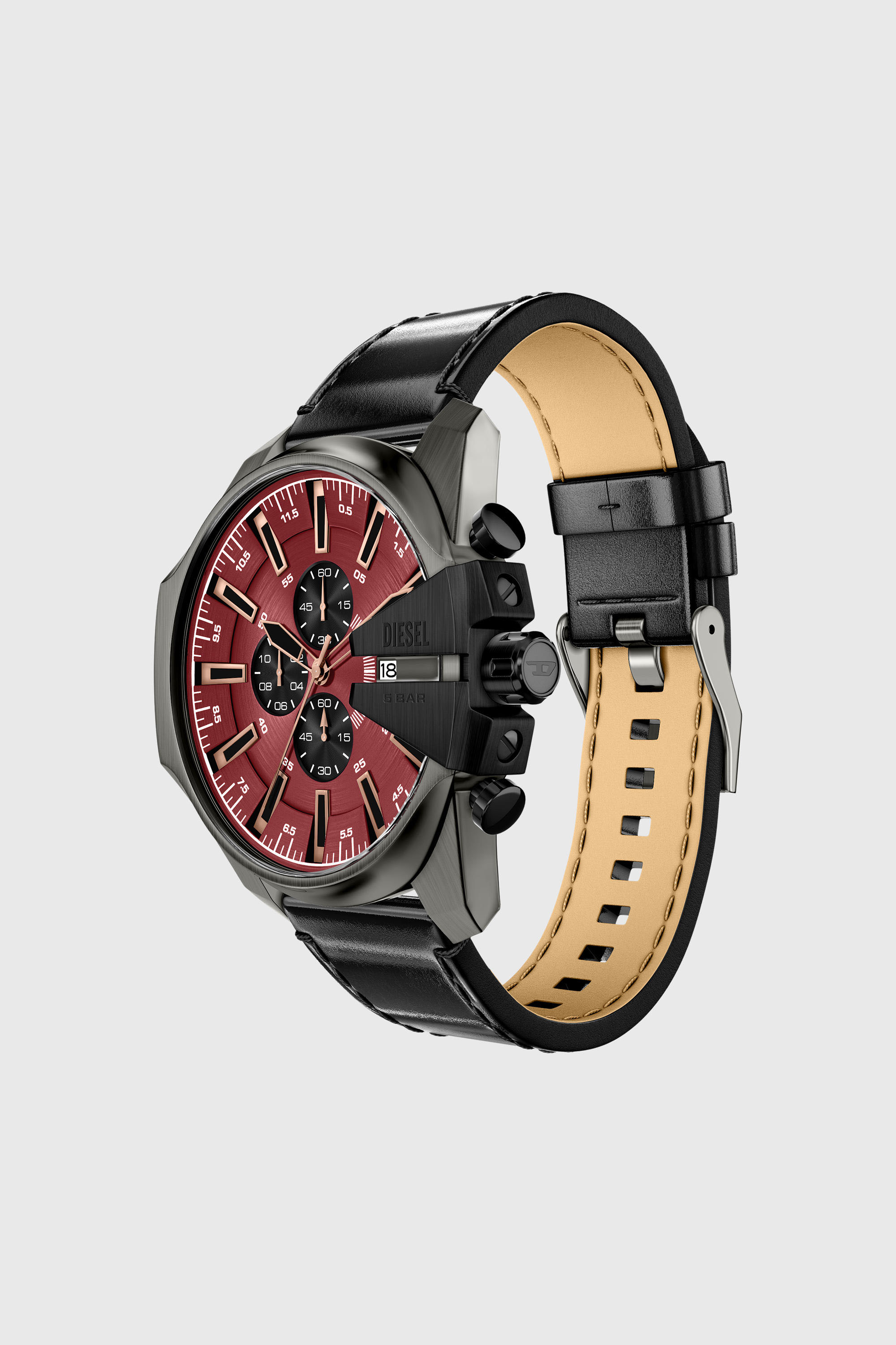 Diesel - DZ4714 WATCH, Orologio Mega Chief  Slim in pelle nera Uomo in Nero - 2