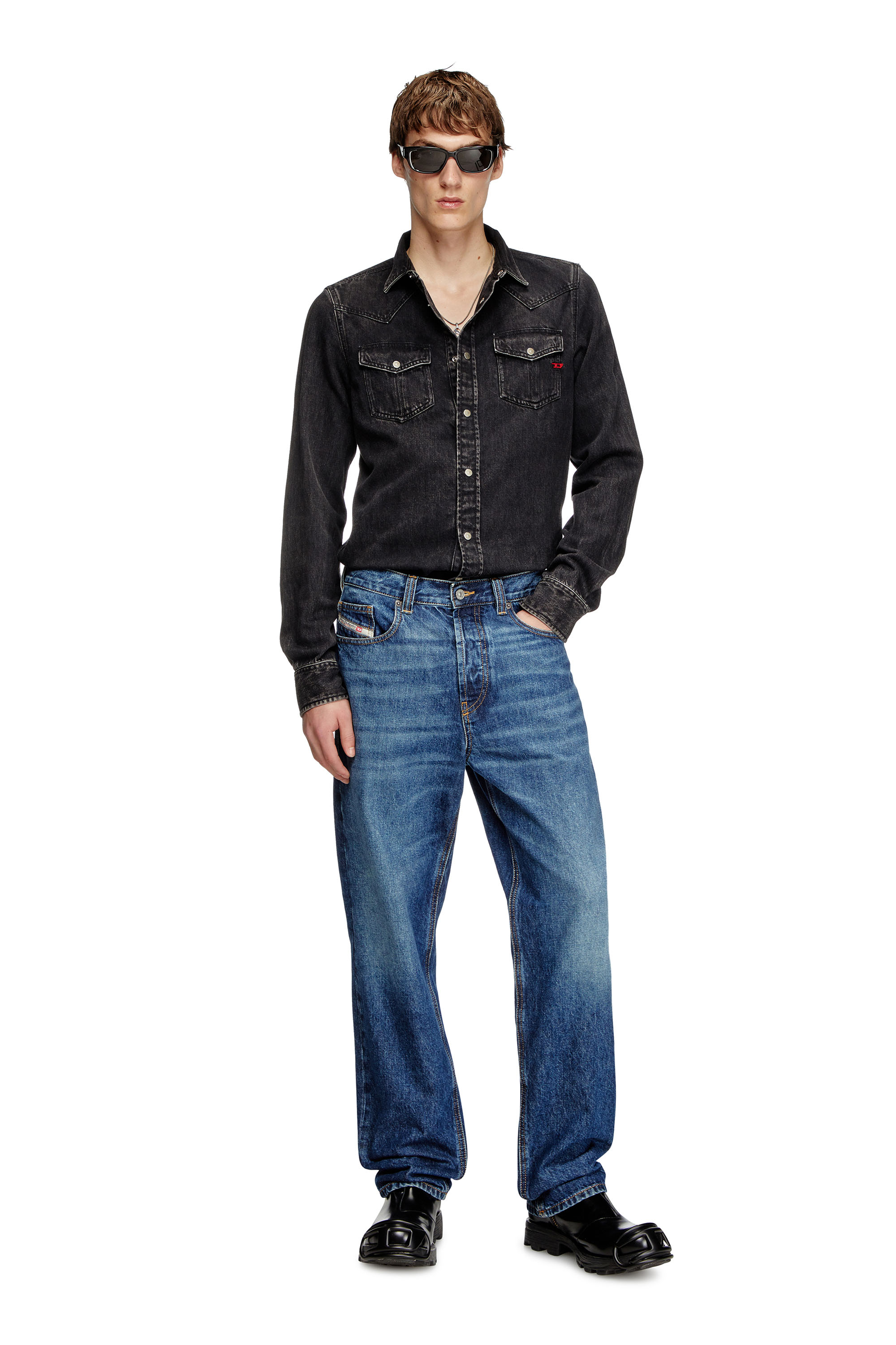 Diesel - D-VEGA, Camicia slim in denim Tencel Uomo in Nero - 1