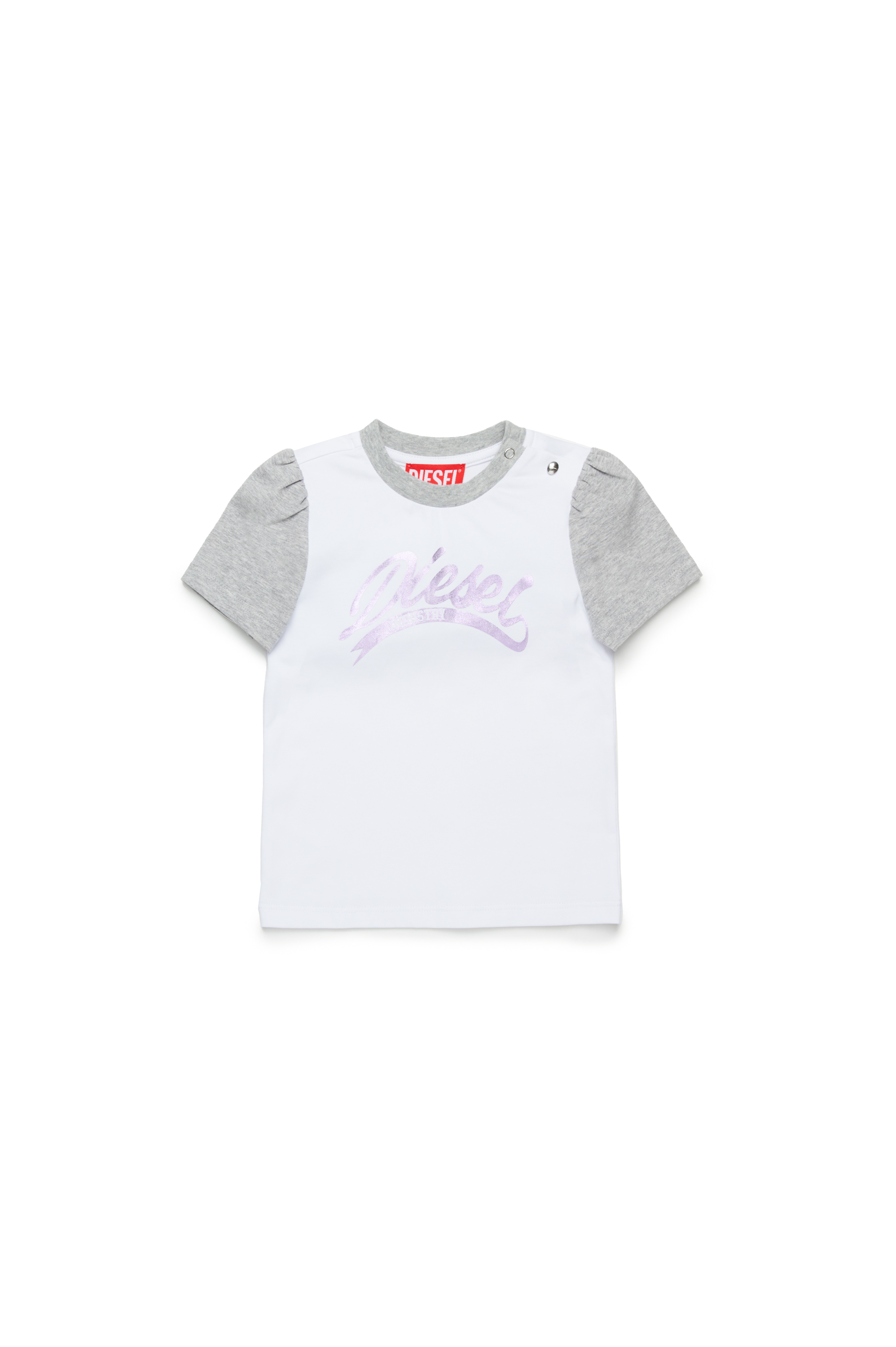 Diesel - TWELB, T-shirt colour block con logo metallizzato Donna in Bianco - 1