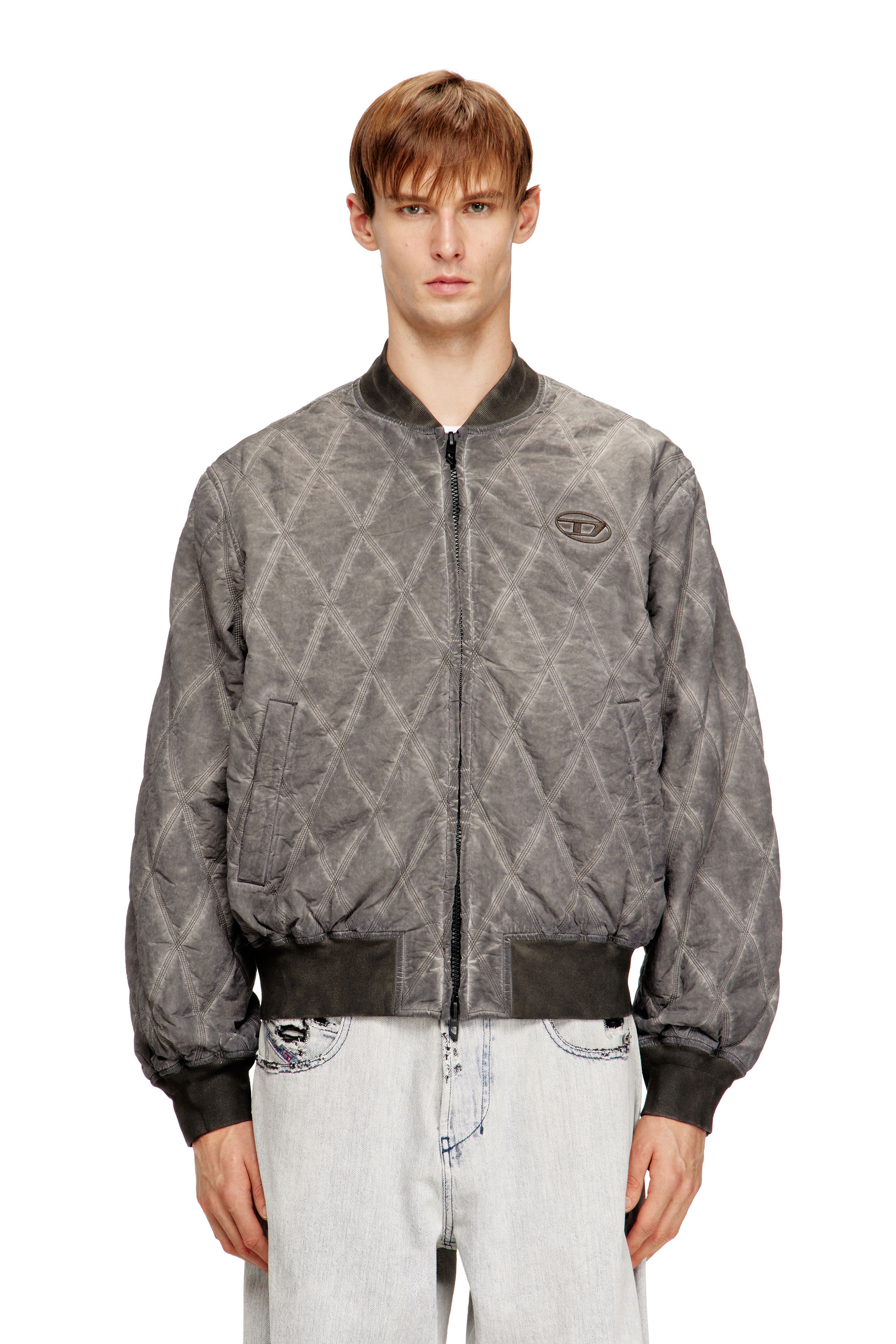 Diesel - J-TYPE-TREAT, Giacca bomber imbottita e trapuntata a rombi Uomo in Grigio - 1