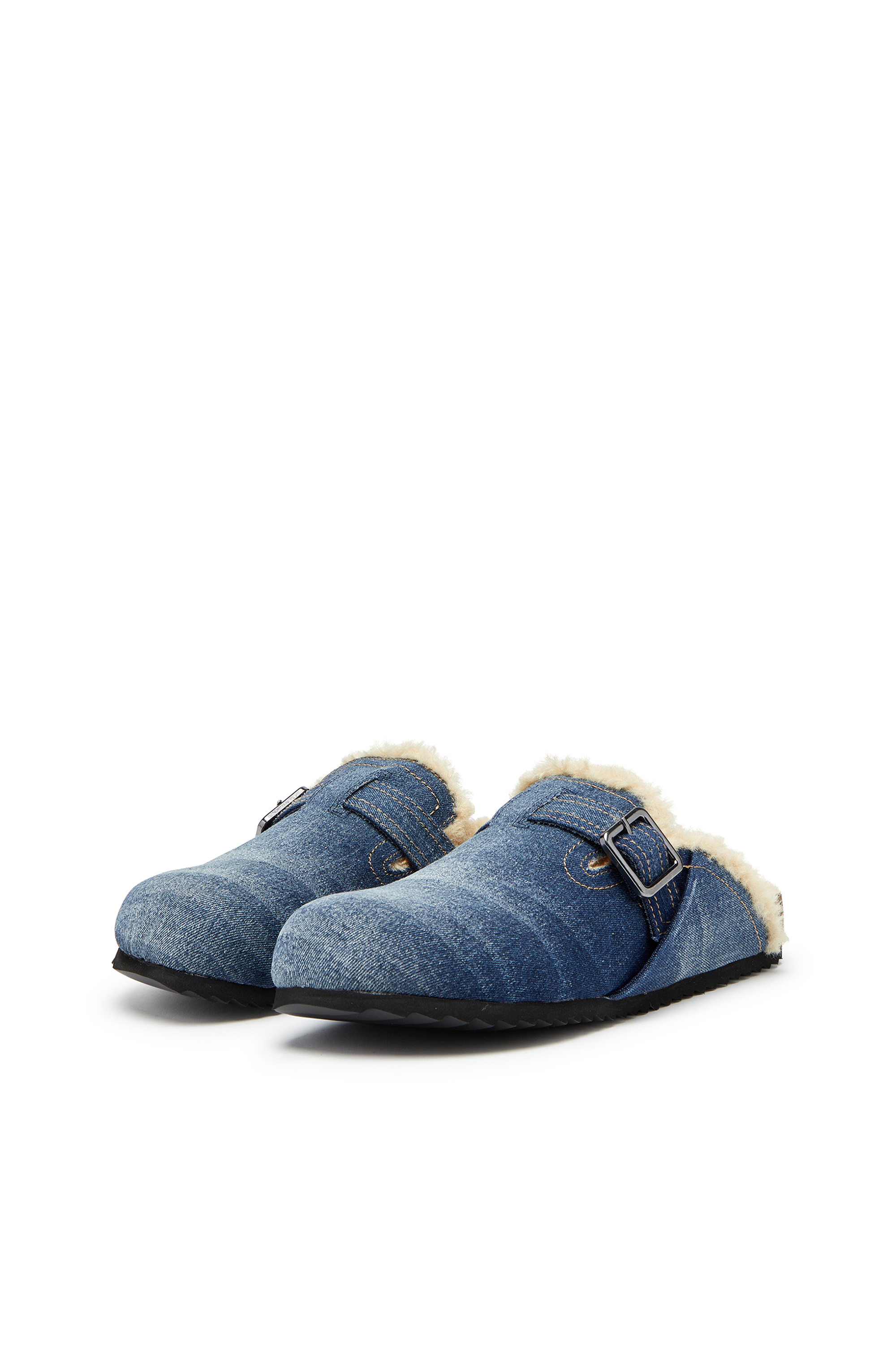 Diesel - D-WOODSTOCK X, D-Woodstock-Mule in denim con interno fluffy Uomo in Blu - 3