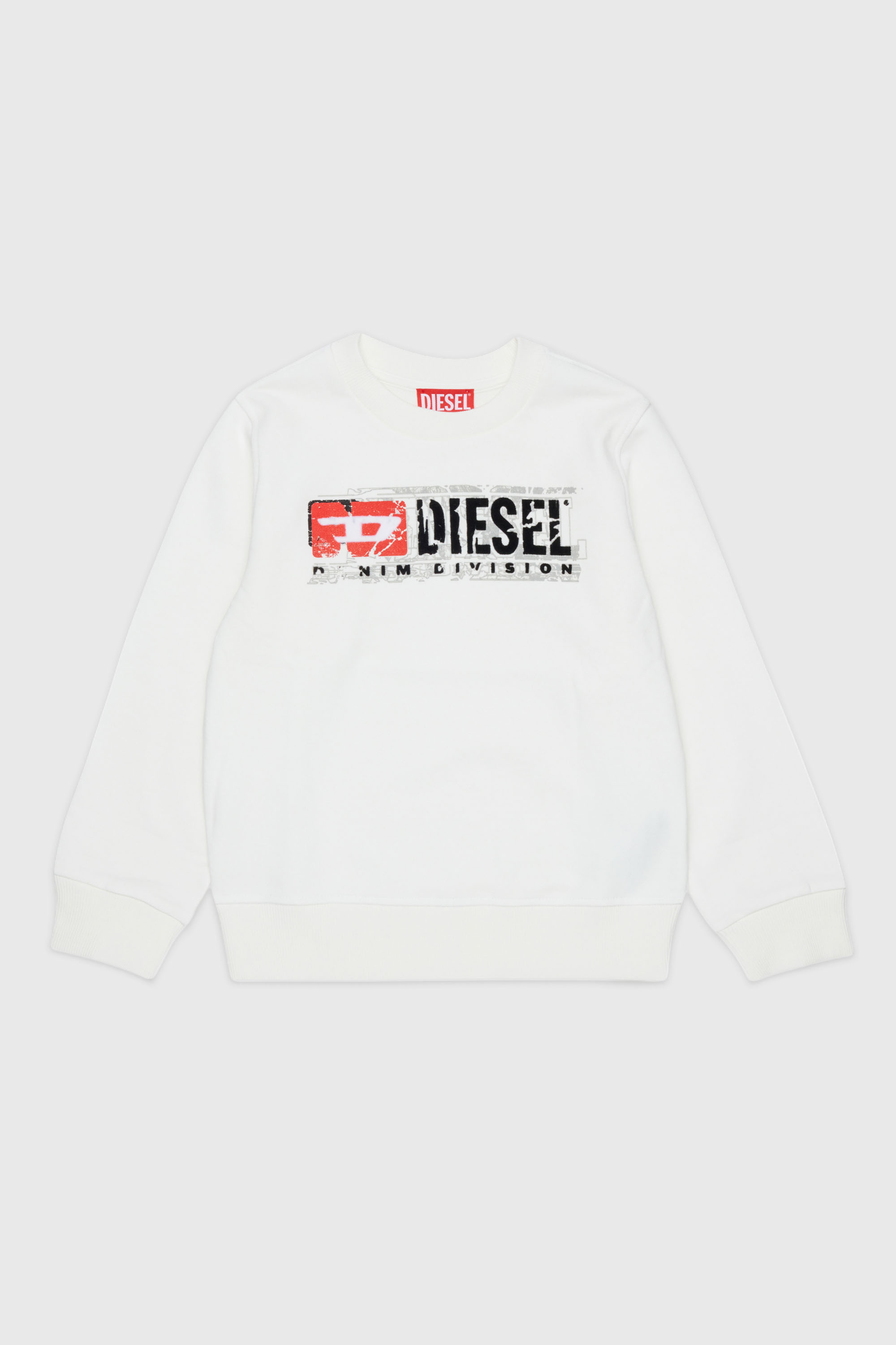Diesel - SLOMIX, Felpa con logo effetto distressed Uomo in Bianco - 1