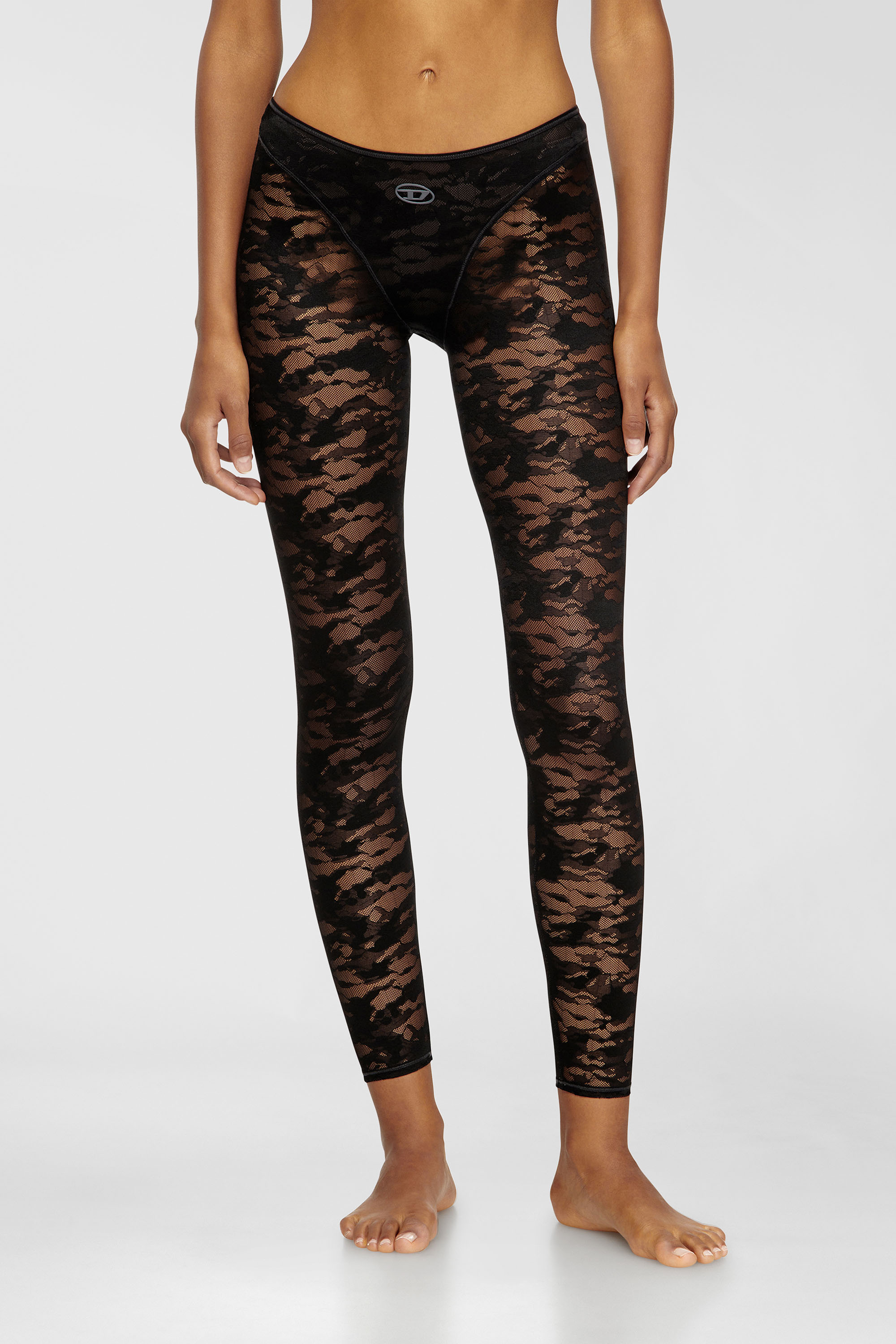 Diesel - CLAIRE-UTLT, Leggings in pizzo camouflage Donna in Nero - 1