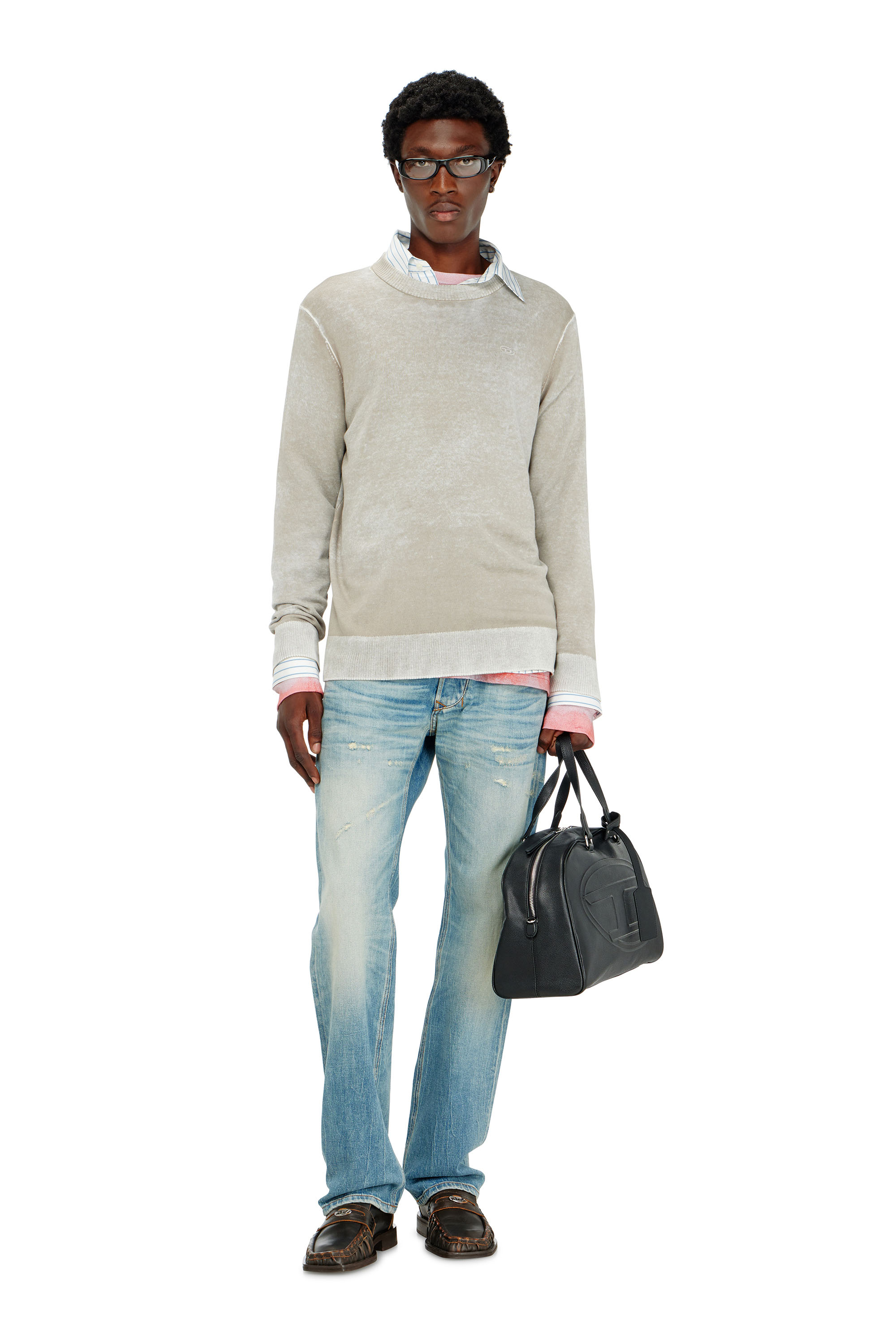 Diesel - K-LAURENT, Maglia con stampa interna sfumata Uomo in Grigio - 2