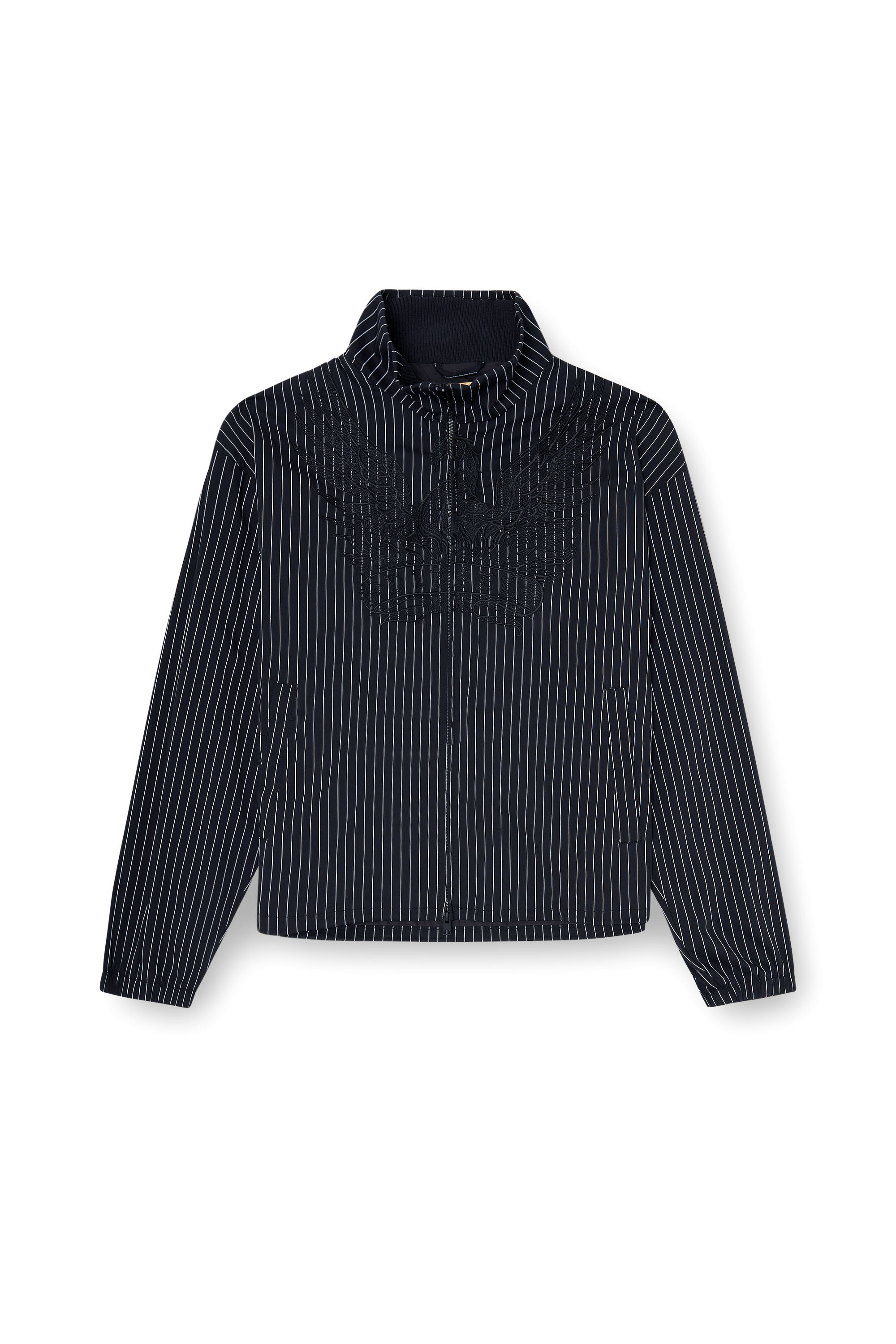 Diesel - J-CORSAR-NJCA, Giacca in nylon a righe con ricamo fenice Uomo in Nero - 3