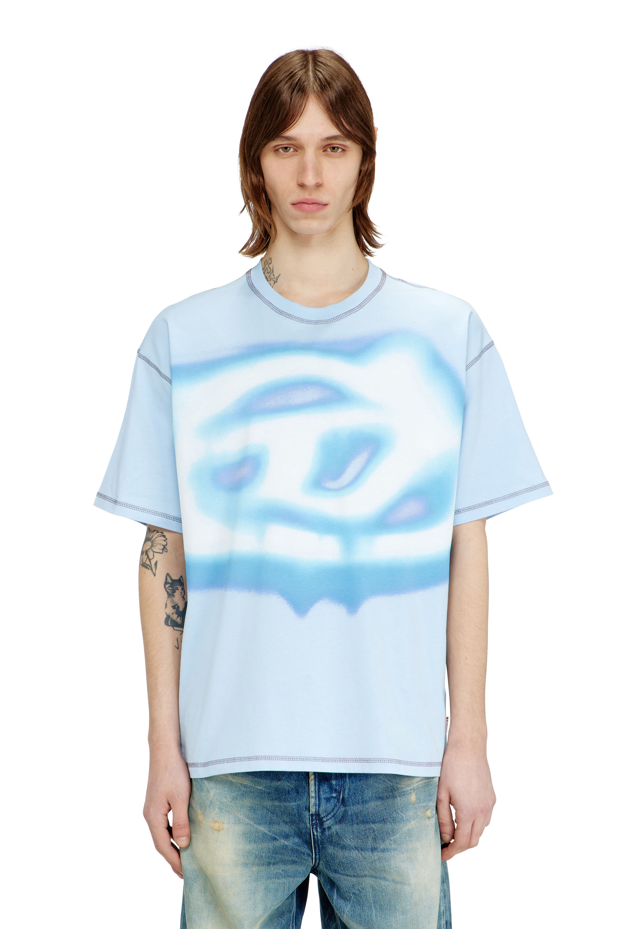 Diesel - T-BOXT-V11, T-shirt relaxed con stampa effetto acqua Uomo in Blu - 1