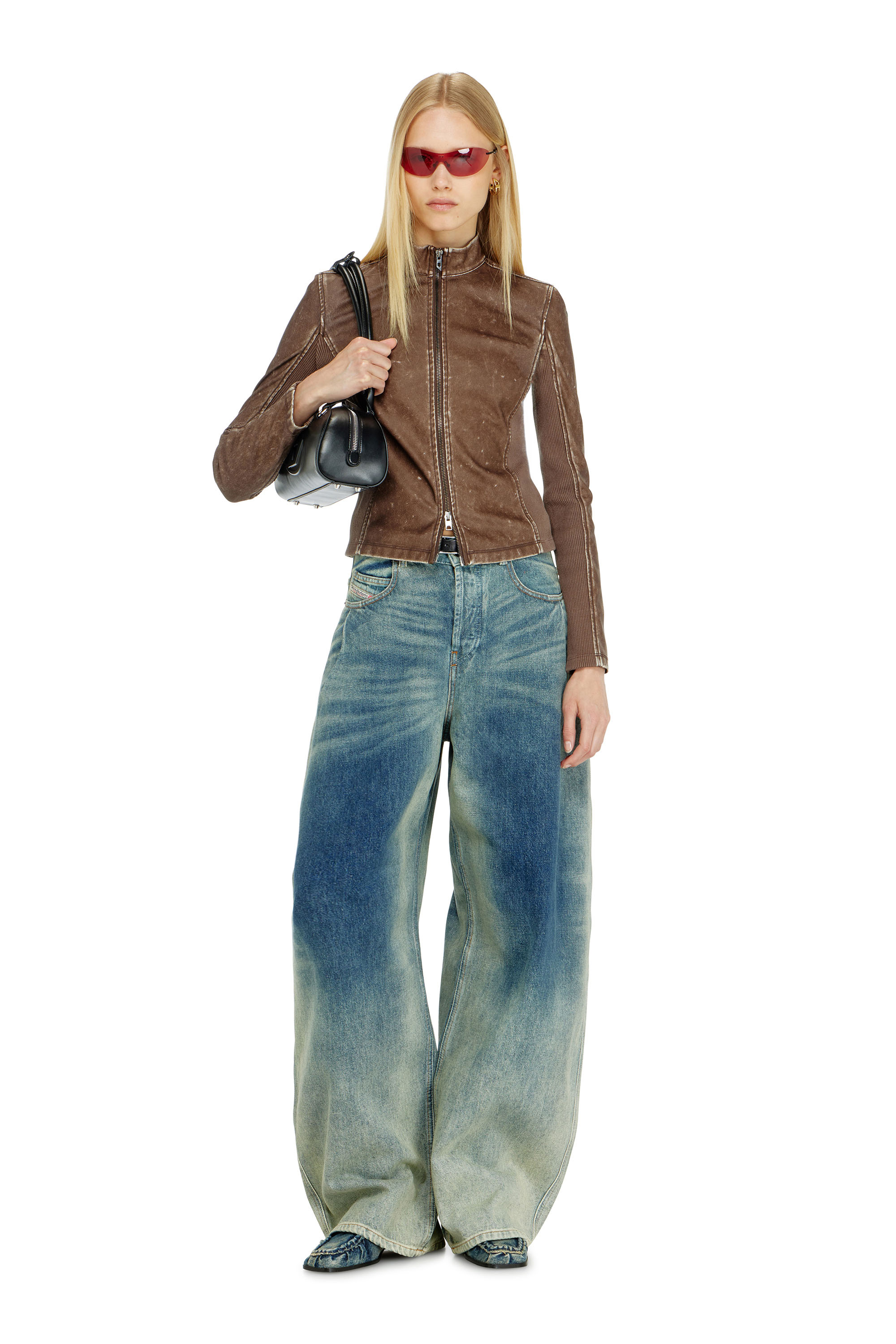 Diesel - T-HUNDER, Giacca biker con inserti in maglia a costine Donna in ToBeDefined - 1