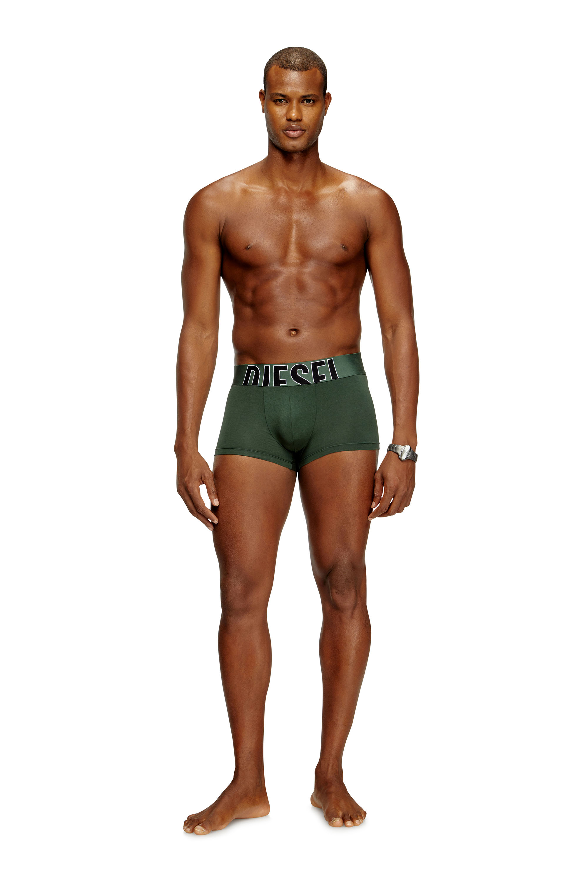 Diesel - DAMIEN-D-POP-3PACK-55, Confezione da tre boxer in cotone elasticizzato con logo tagliato Uomo in Verde - 1
