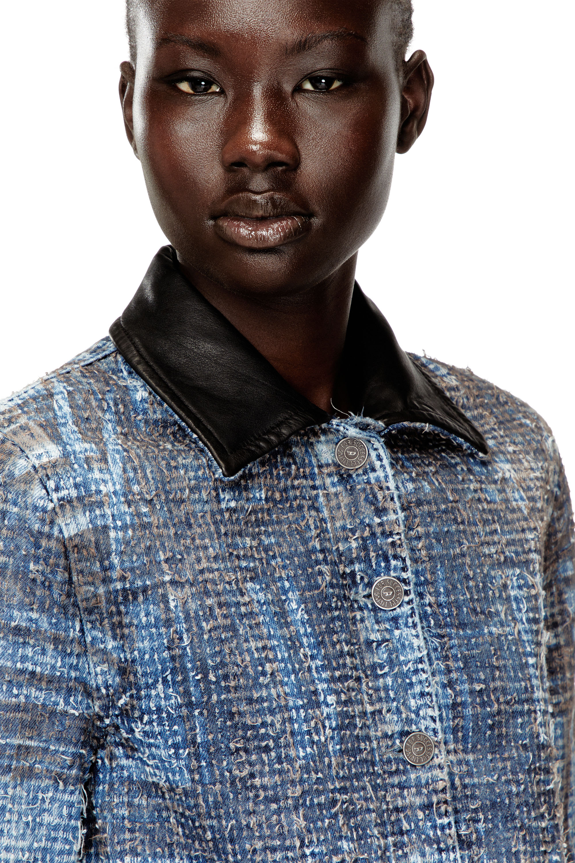 Diesel - DE-ATELI-S, Giacca cropped in denim bouclé con motivo grafico Donna in ToBeDefined - 4