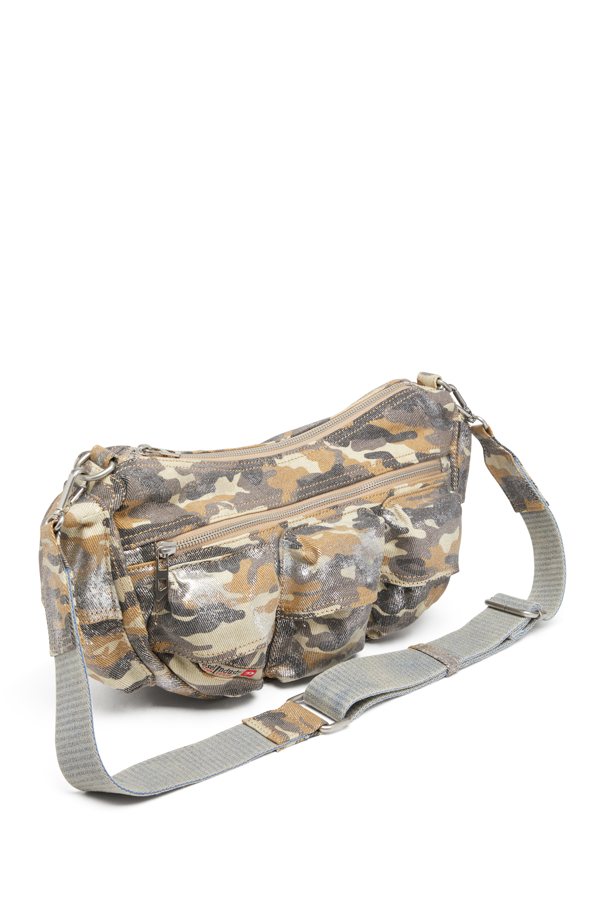 Diesel - MULTI-PKTS SHOULDER BAG X, Multi-Pkts-Borsa multipocket in twill camouflage Donna in Multicolor - 5