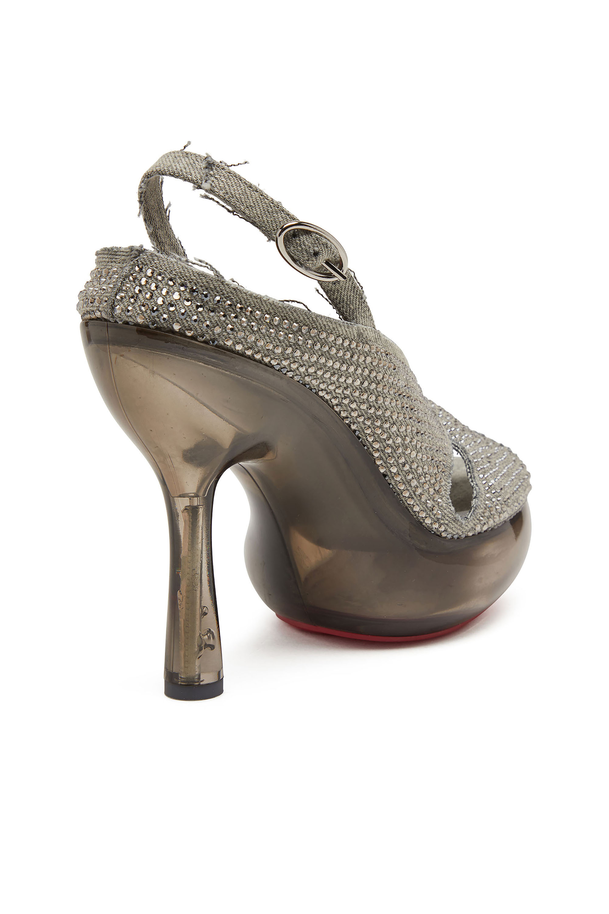 Diesel - D-LAKE PLATFORM SDL, D-Lake-Sandali platform in denim con strass e plexiglass Donna in Grigio - 5