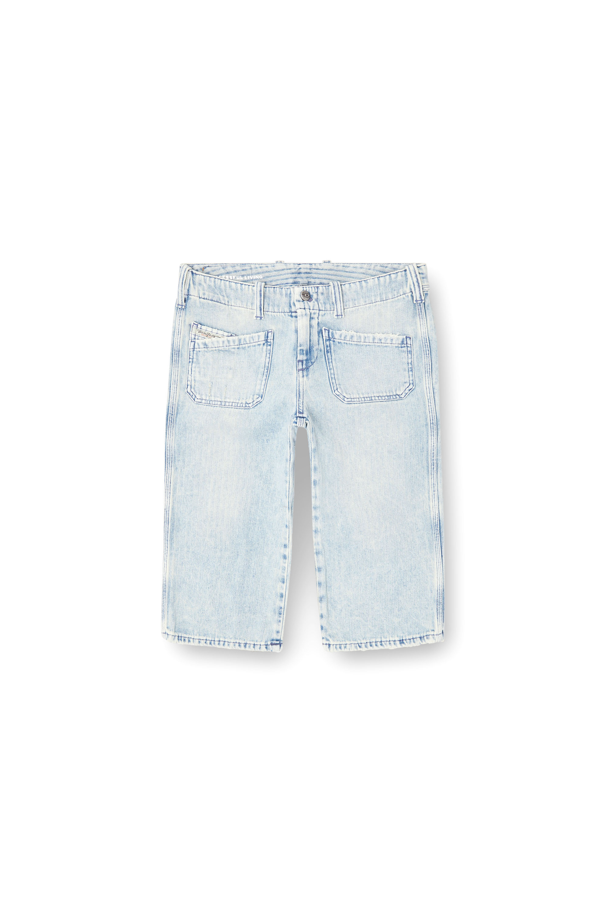 Diesel - DE-KEATE-SHORT, Pantaloni capri in denim herringbone Donna in Blu - 3