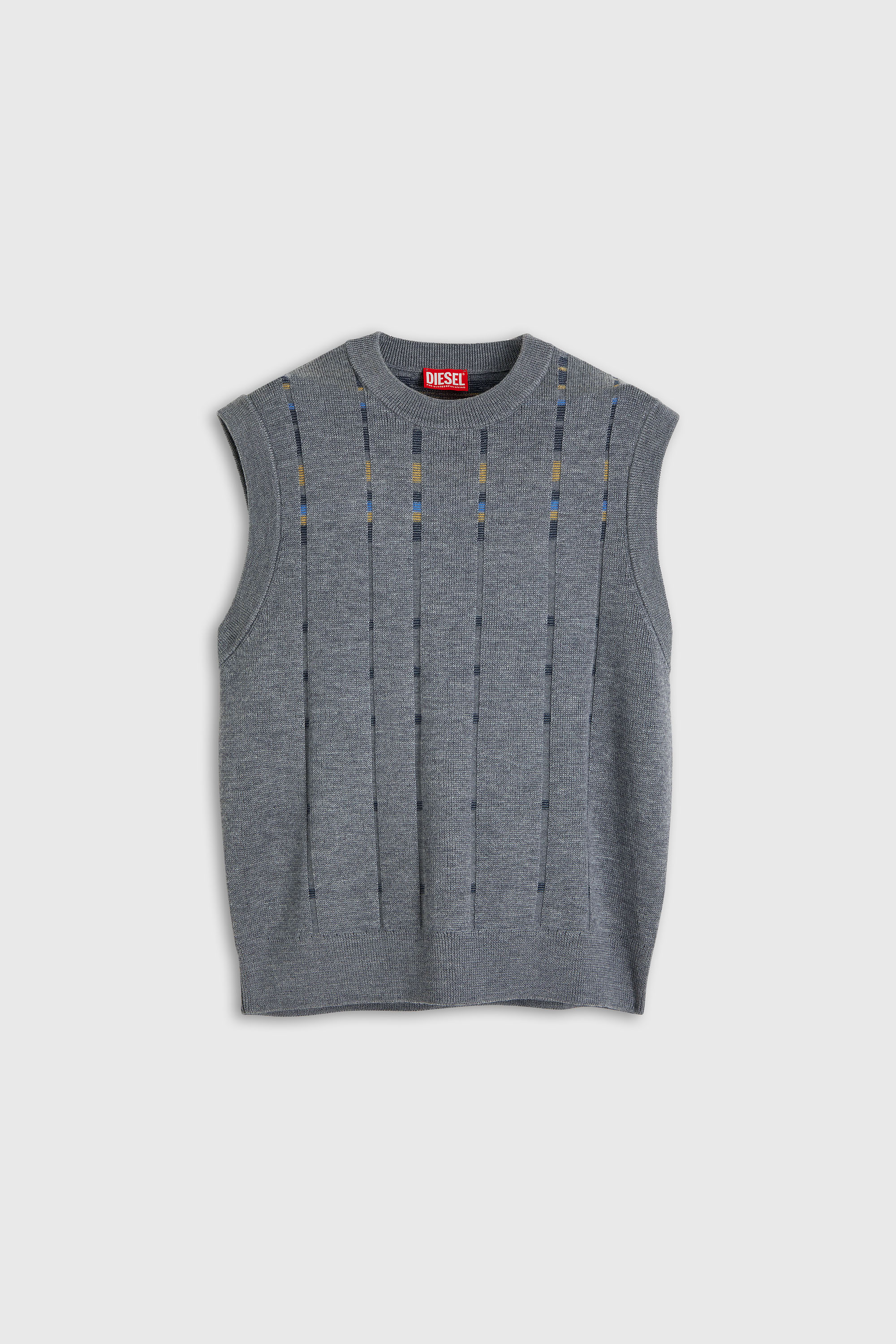 Diesel - K-ROERI, Gilet in lana con effetto check Uomo in Grigio - 2
