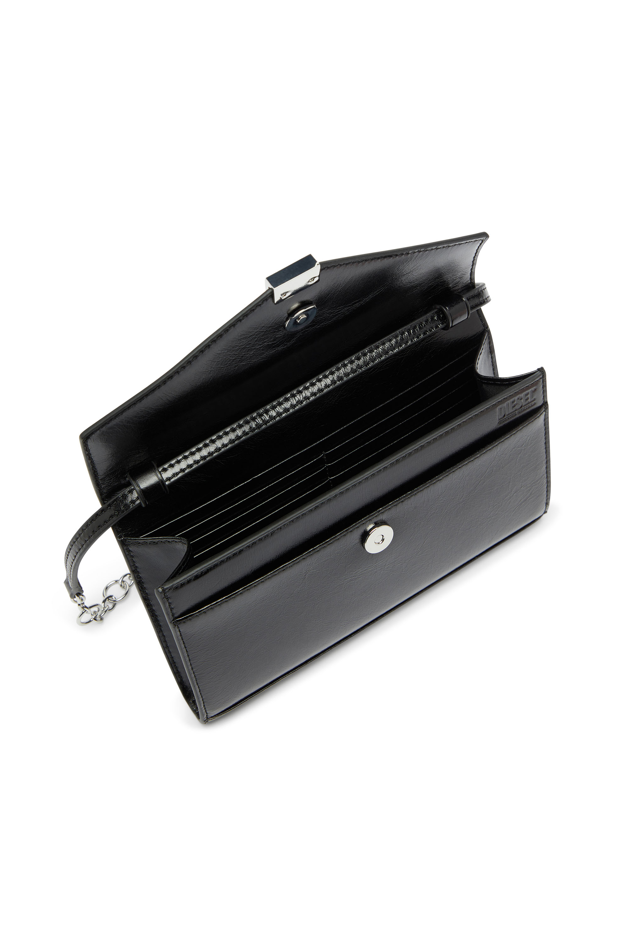 Diesel - D-ENVELOP WALLET ON CHAIN, Woman's Wallet purse in shiny wrinkled leather in null - 3