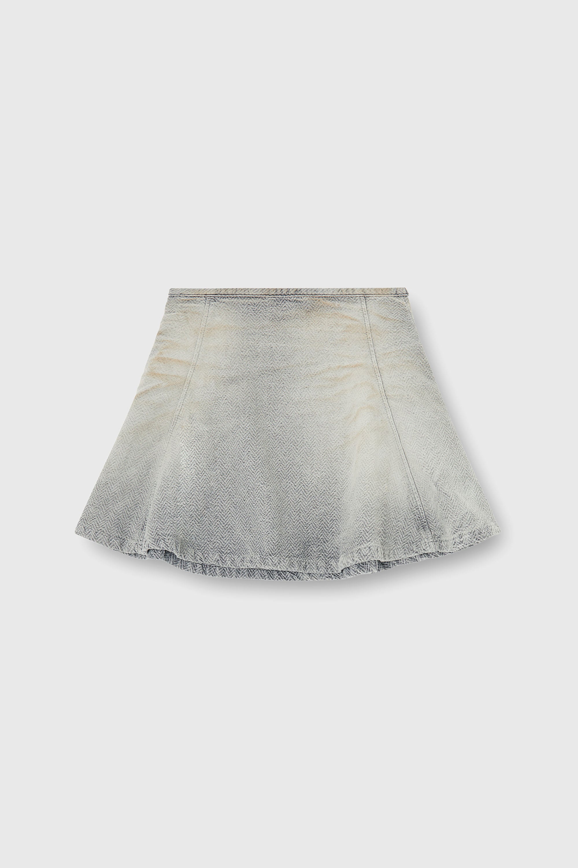 Diesel - DE-RAINE, Gonna in denim a spina di pesce effetto distressed Donna in Grigio - 2