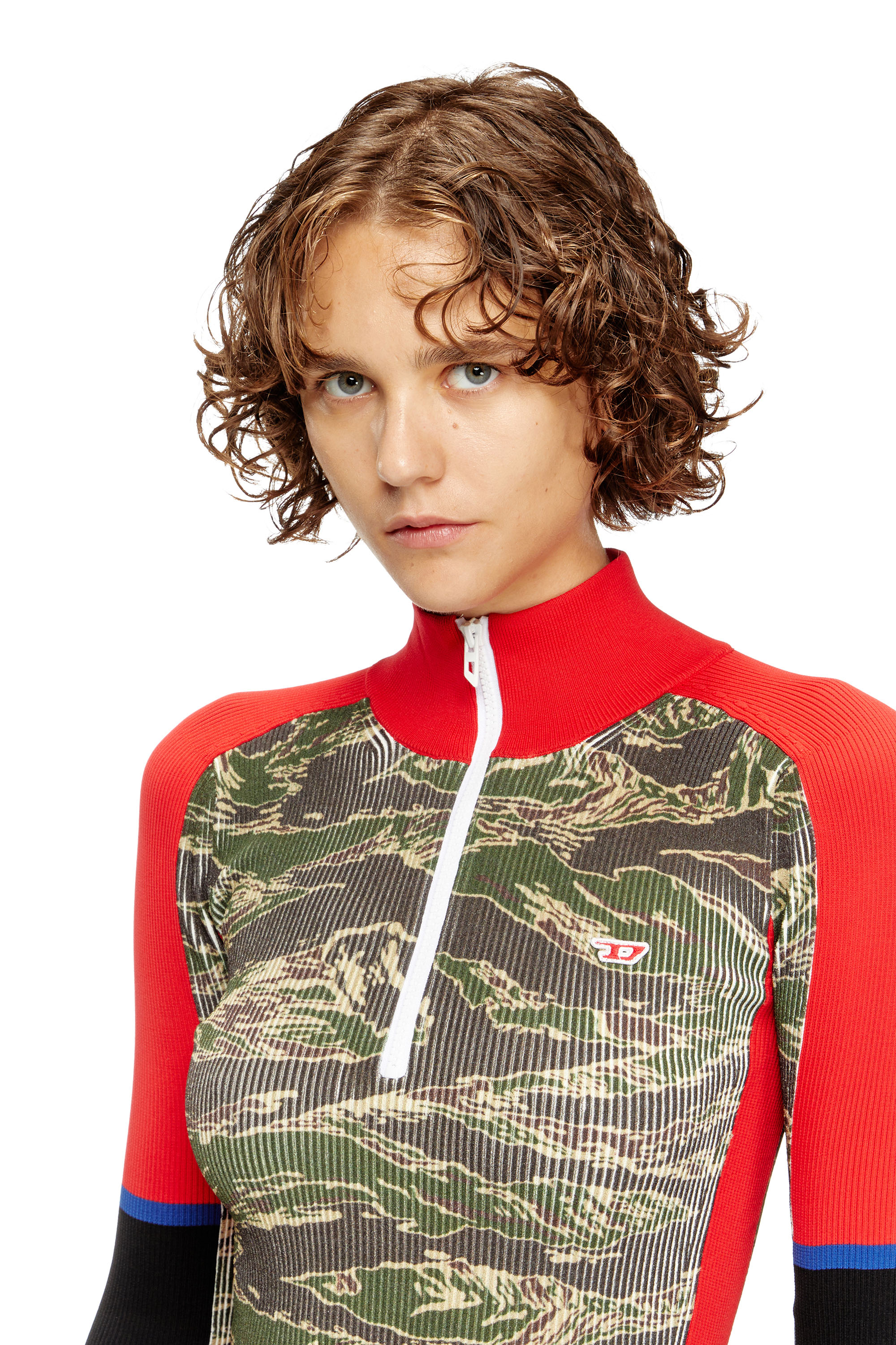 Diesel - M-CAMOK, Minidress in viscosa a coste camouflage Donna in Multicolor - 5