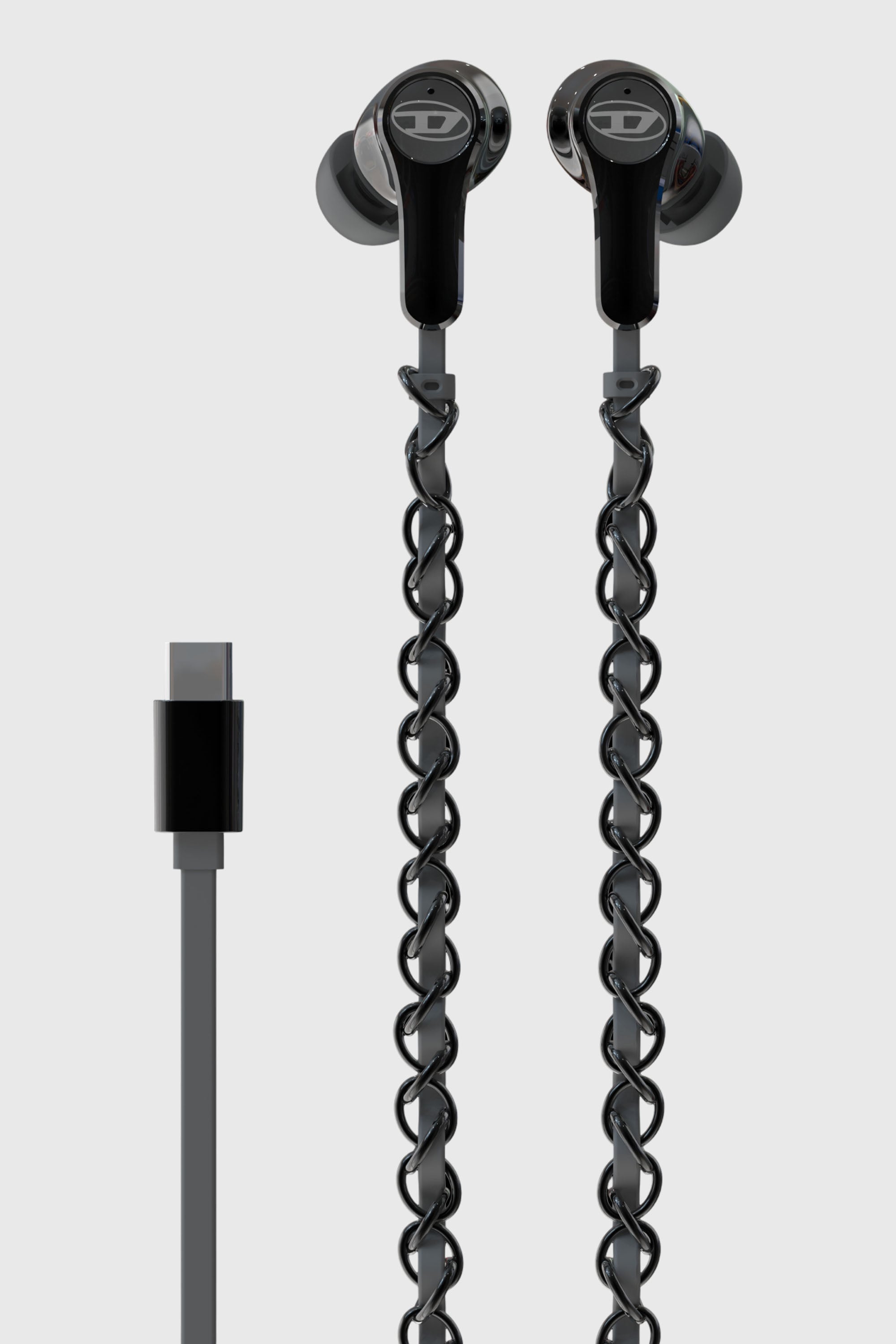 Diesel - 60686 WIRED EARBUDS WIRED EARBUDS, Auricolari neri con filo e charms Unisex in Nero - 2
