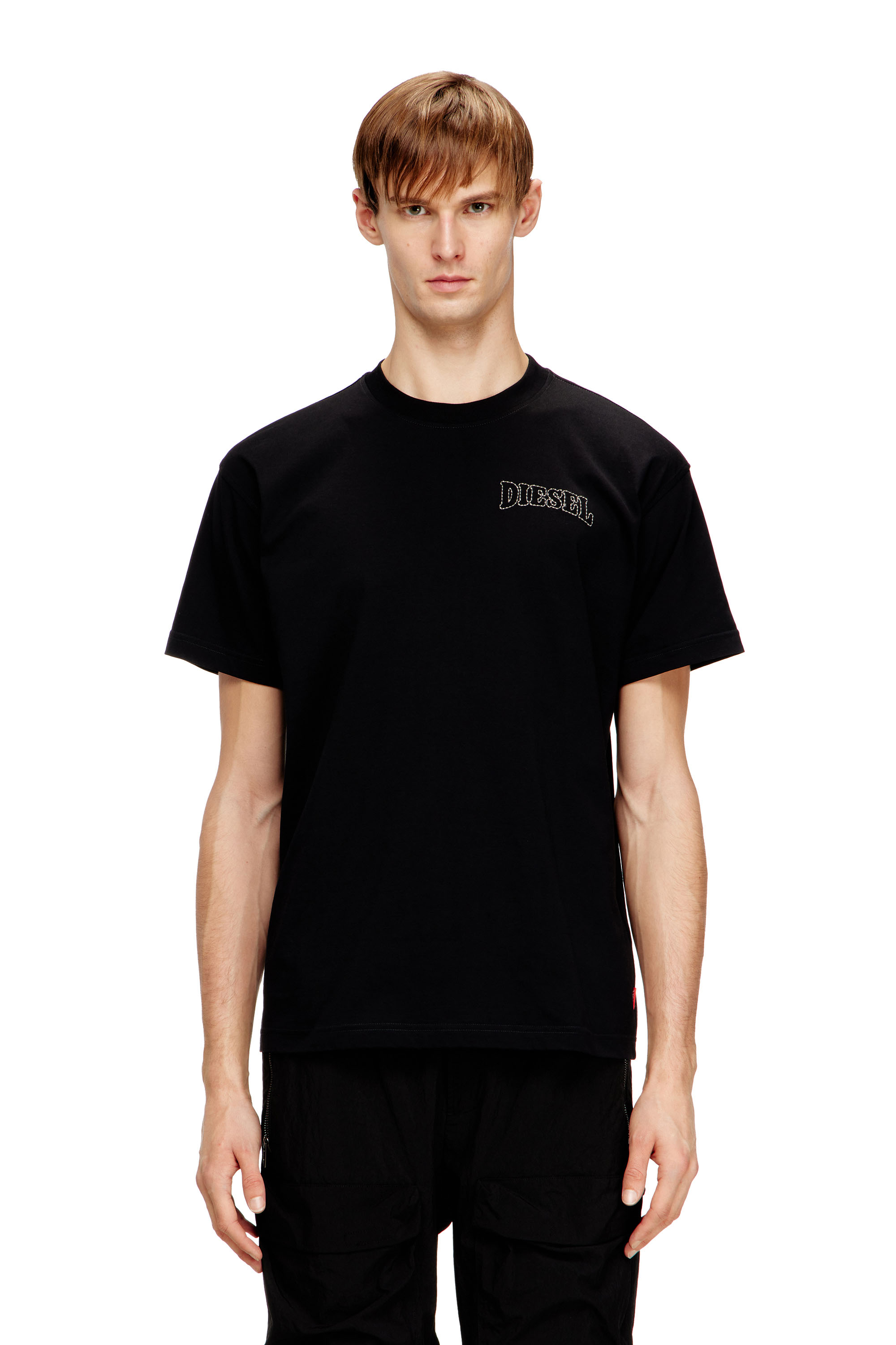 Diesel - T-NORM-V16, T-shirt regular in cotone con ricamo Diesel Uomo in Nero - 3