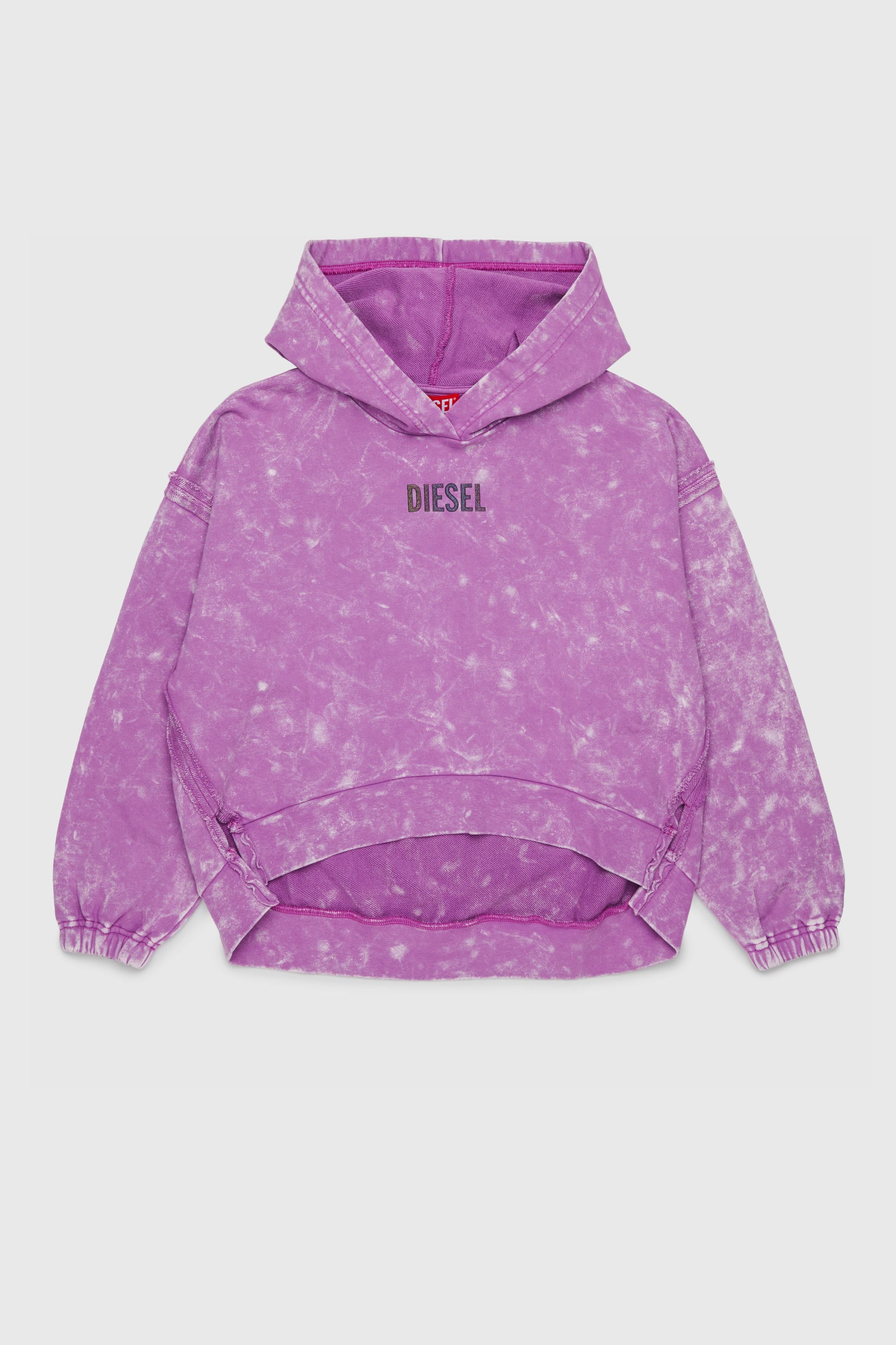 Diesel - SLOXY, Felpa con cappuccio effetto tie-dye con logo arcobaleno Donna in Viola - 1
