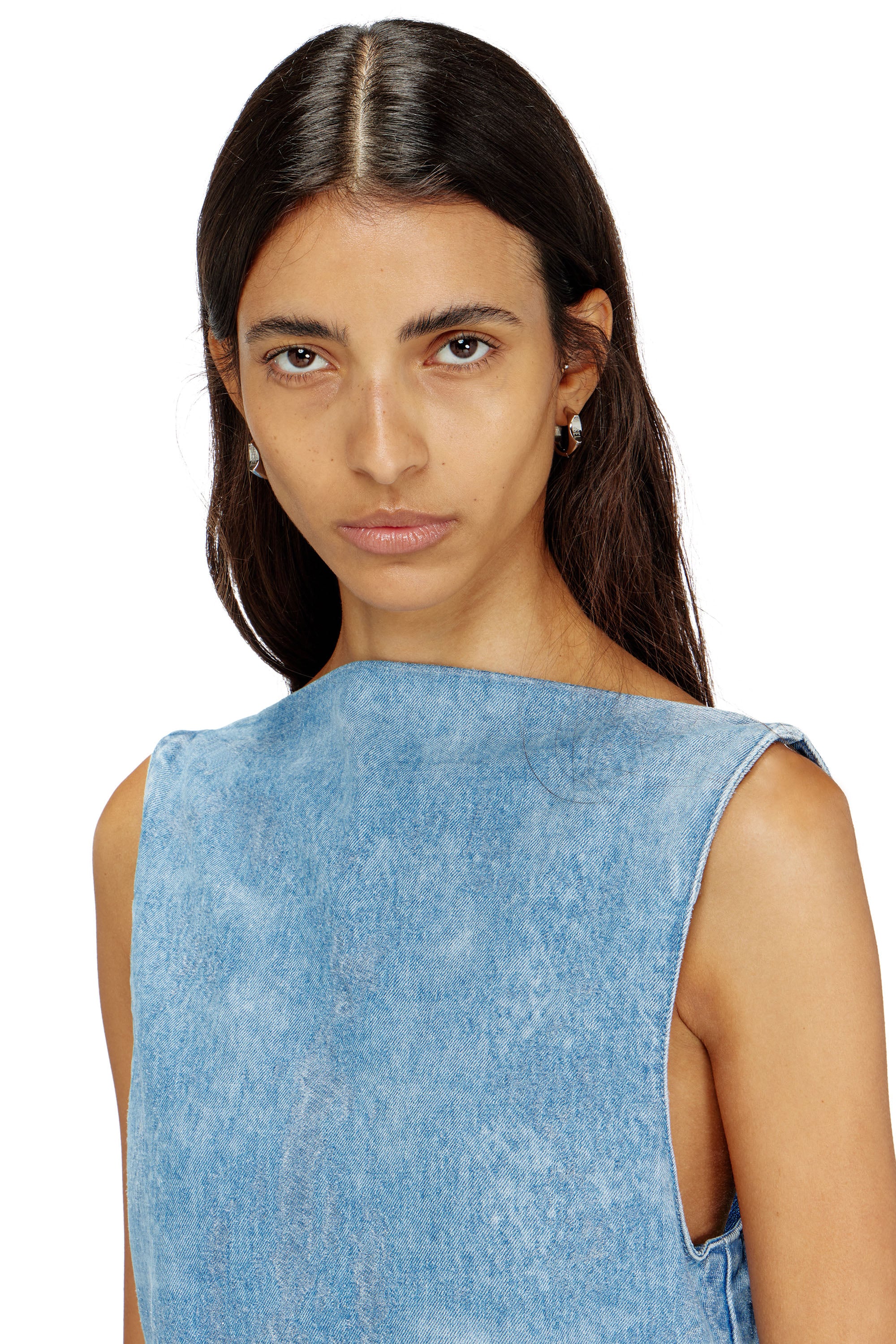 Diesel - DE-SELUNE-FSI, Abito corto in satin denim Donna in Blu - 4
